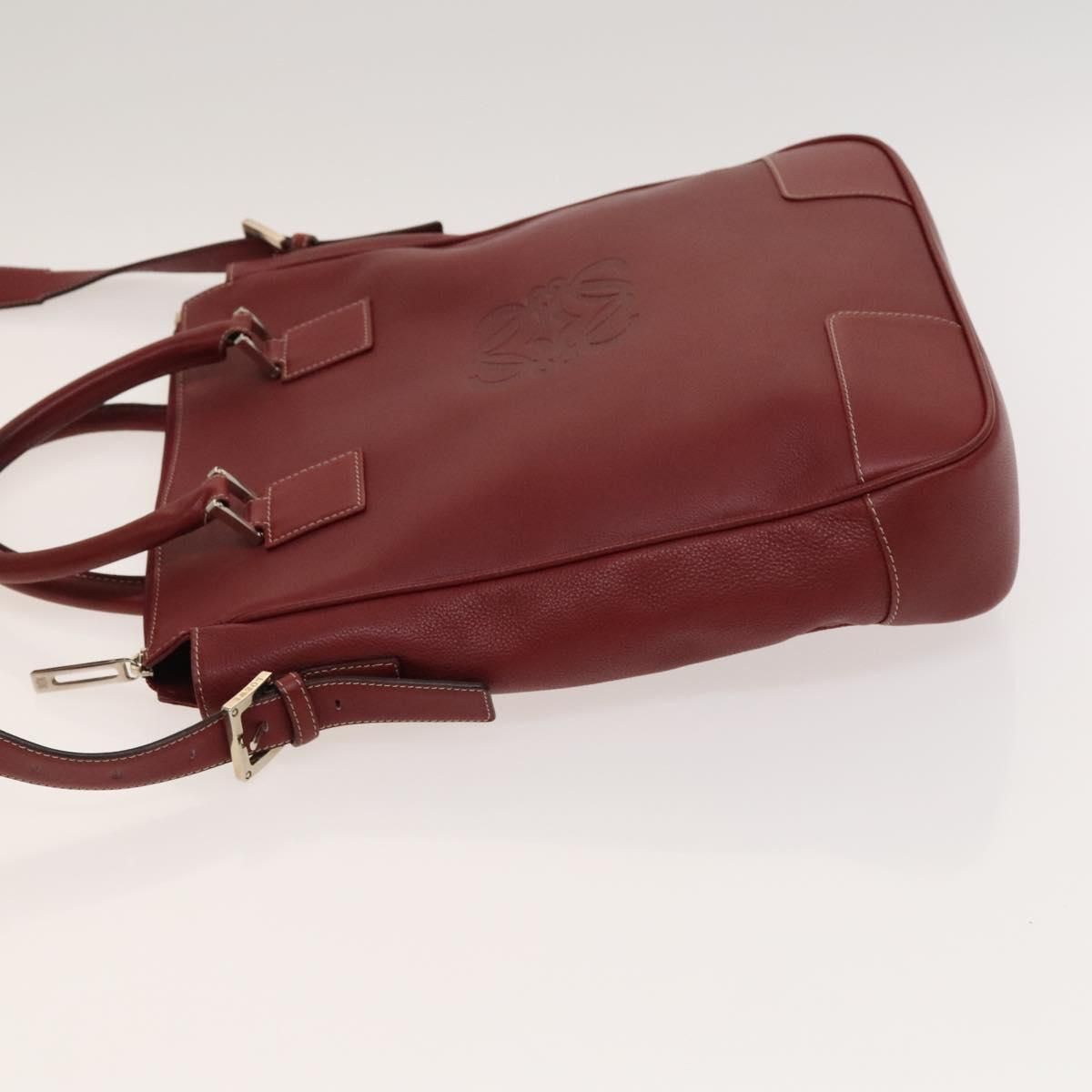 Loewe Anagram Hand Bag Leather 2way Red Silver Auth