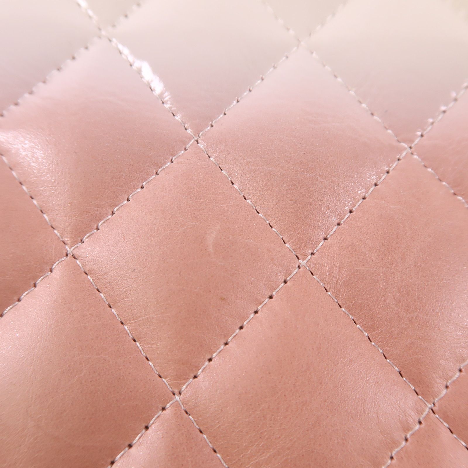 Chanel White Pink/white Lacquer Leather/cowhide Leather Woc Wallet On Chain Silver Cross Shoulder Bag