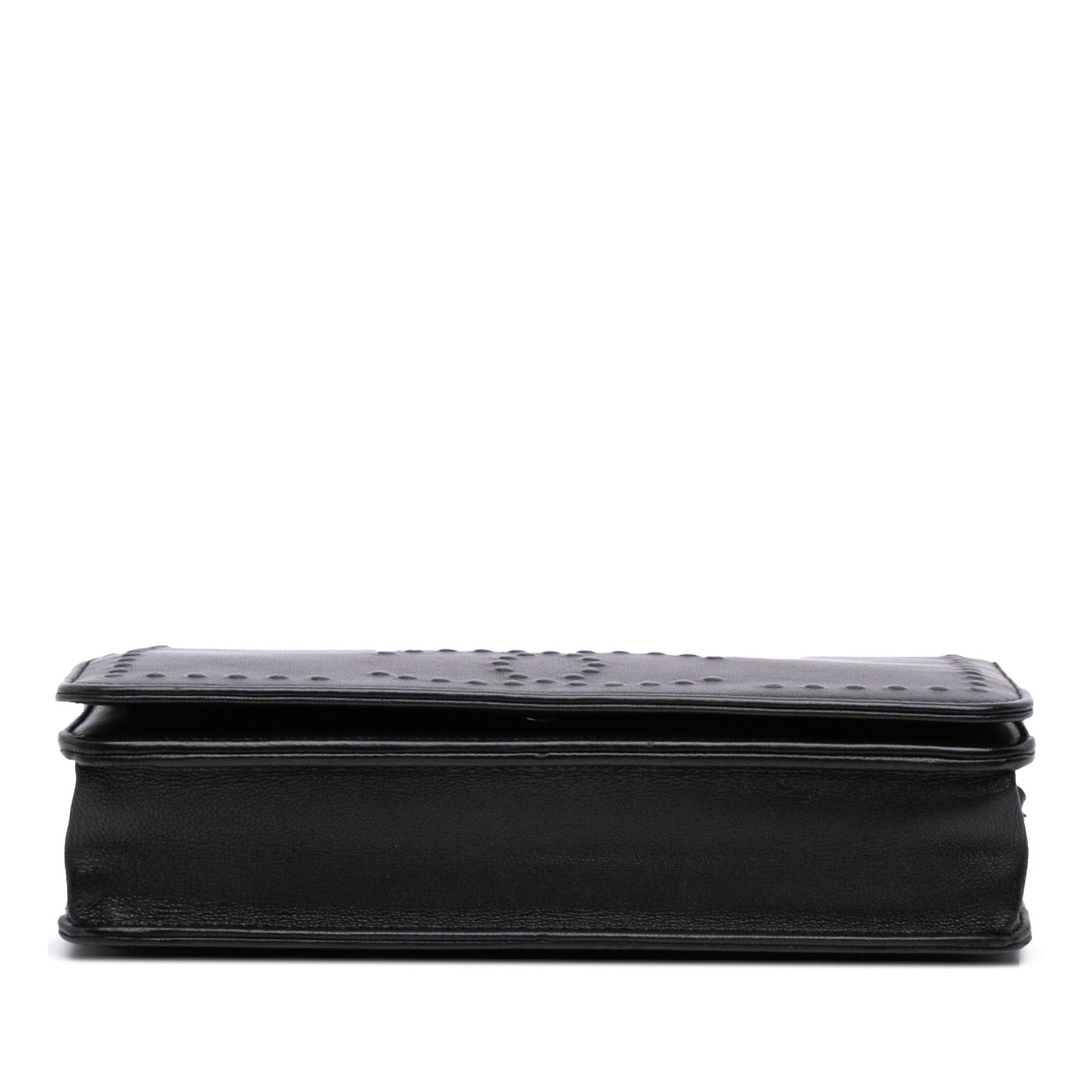 Chanel CC Embossed Lambskin Wallet On Chain Black