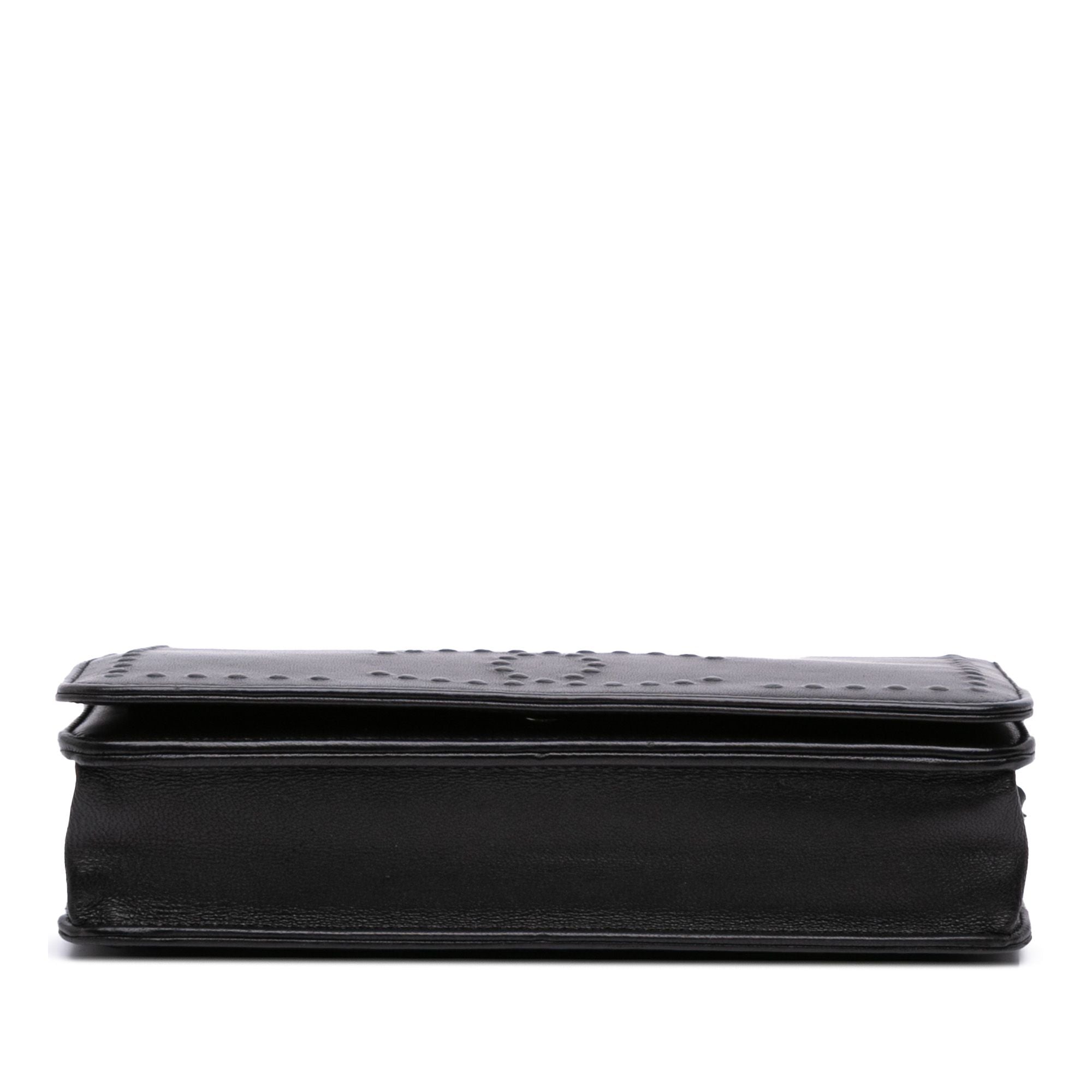 Chanel CC Embossed Lambskin Wallet On Chain Black