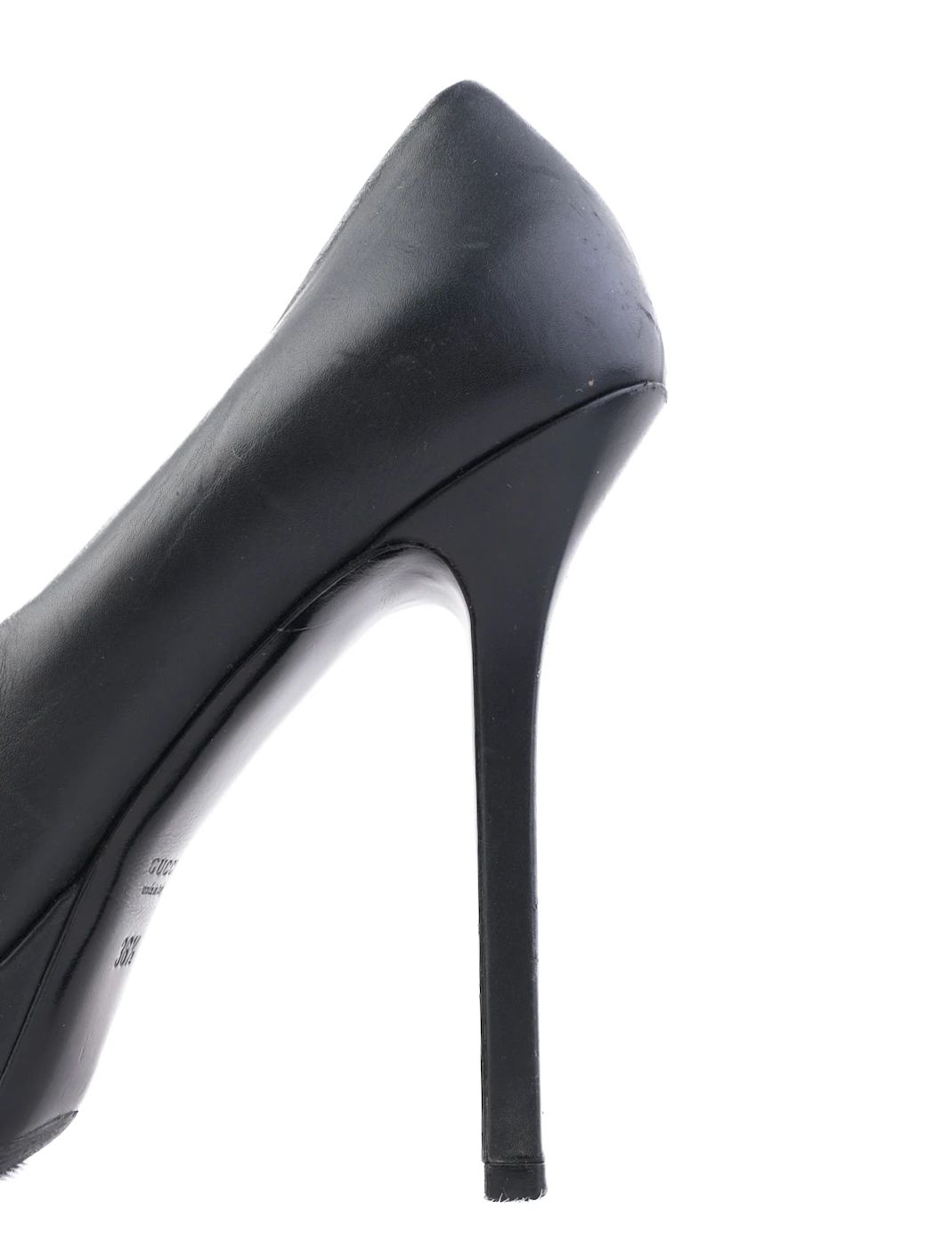 Excellent Gucci Black Leather High-Heeled Platform Shoes Size 36.5
