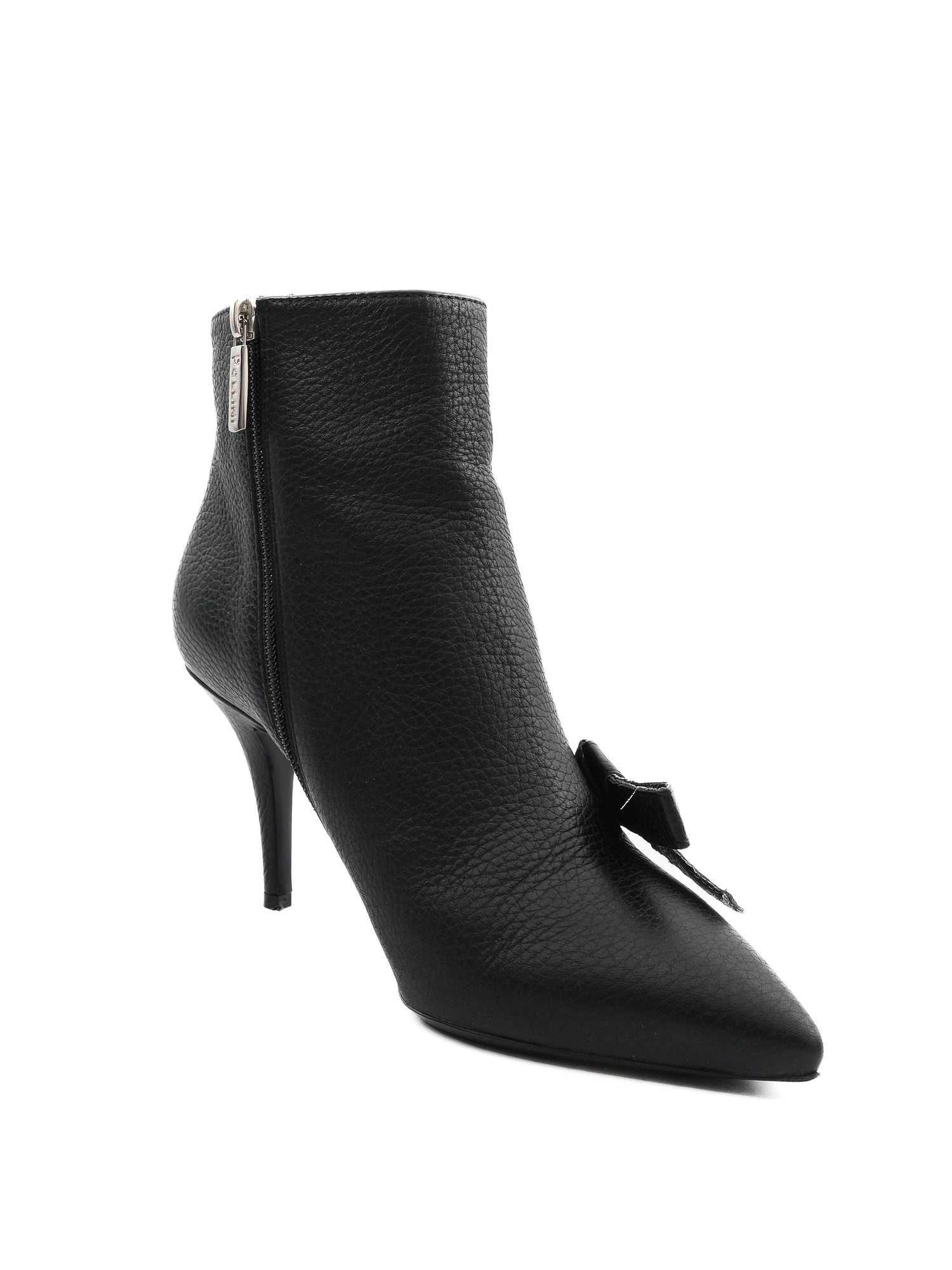 Excellent Pollini Black Leather Ankle Boots Size 39 with Stiletto Heels