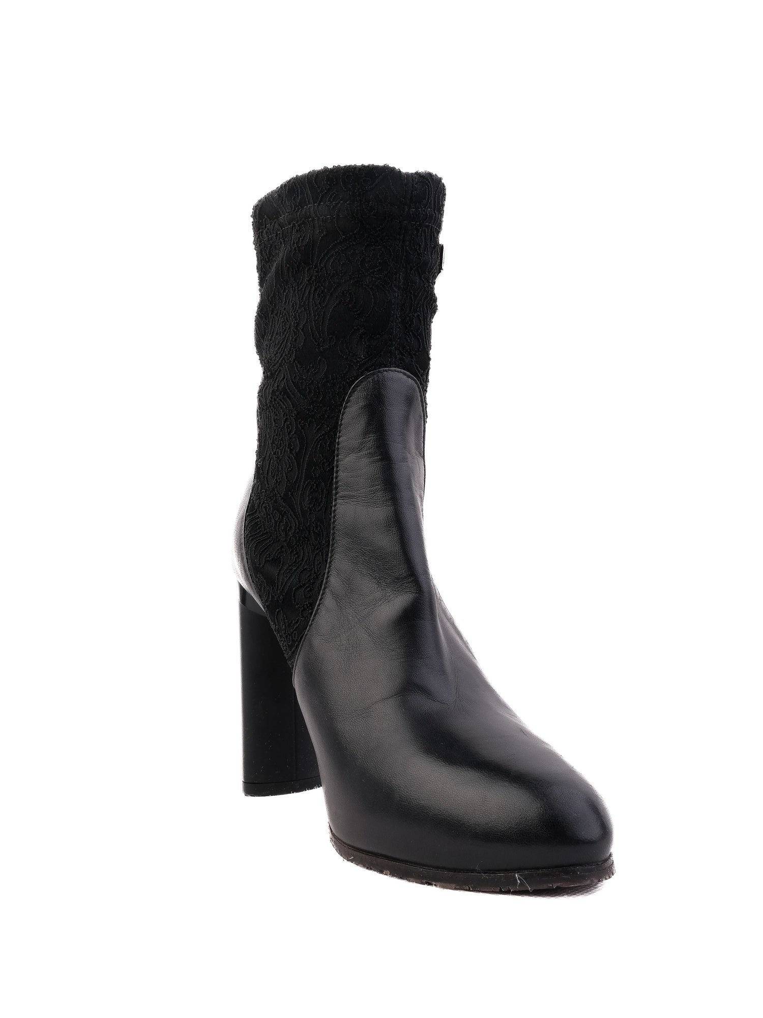 Good Renzoni Black Leather High-Heeled Ankle Boots Size 37