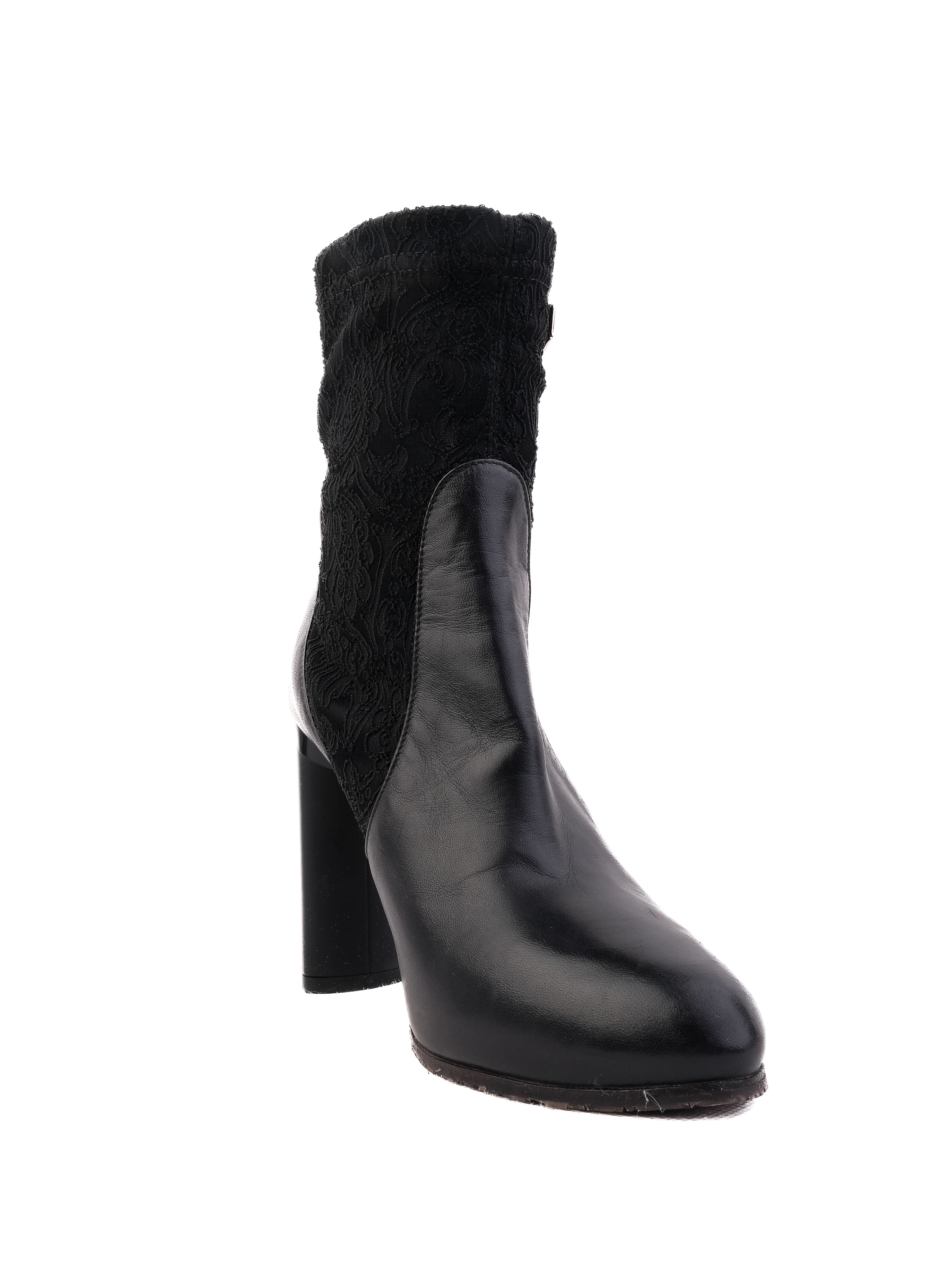 Good Renzoni Black Leather High-Heeled Ankle Boots Size 37