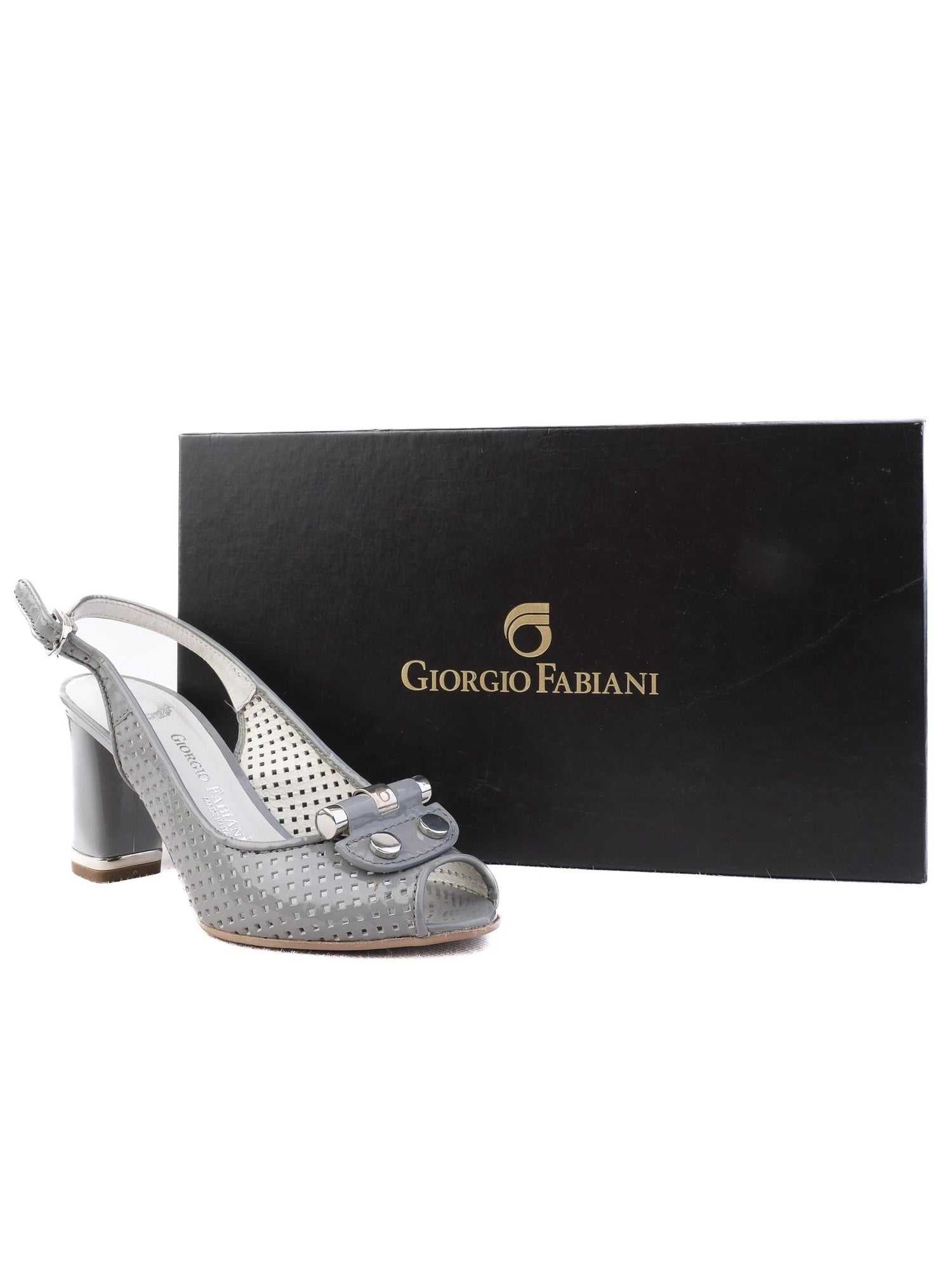 Excellent Giovanni Fabiani Gray Leather Slingback High Heel Shoes Size 35