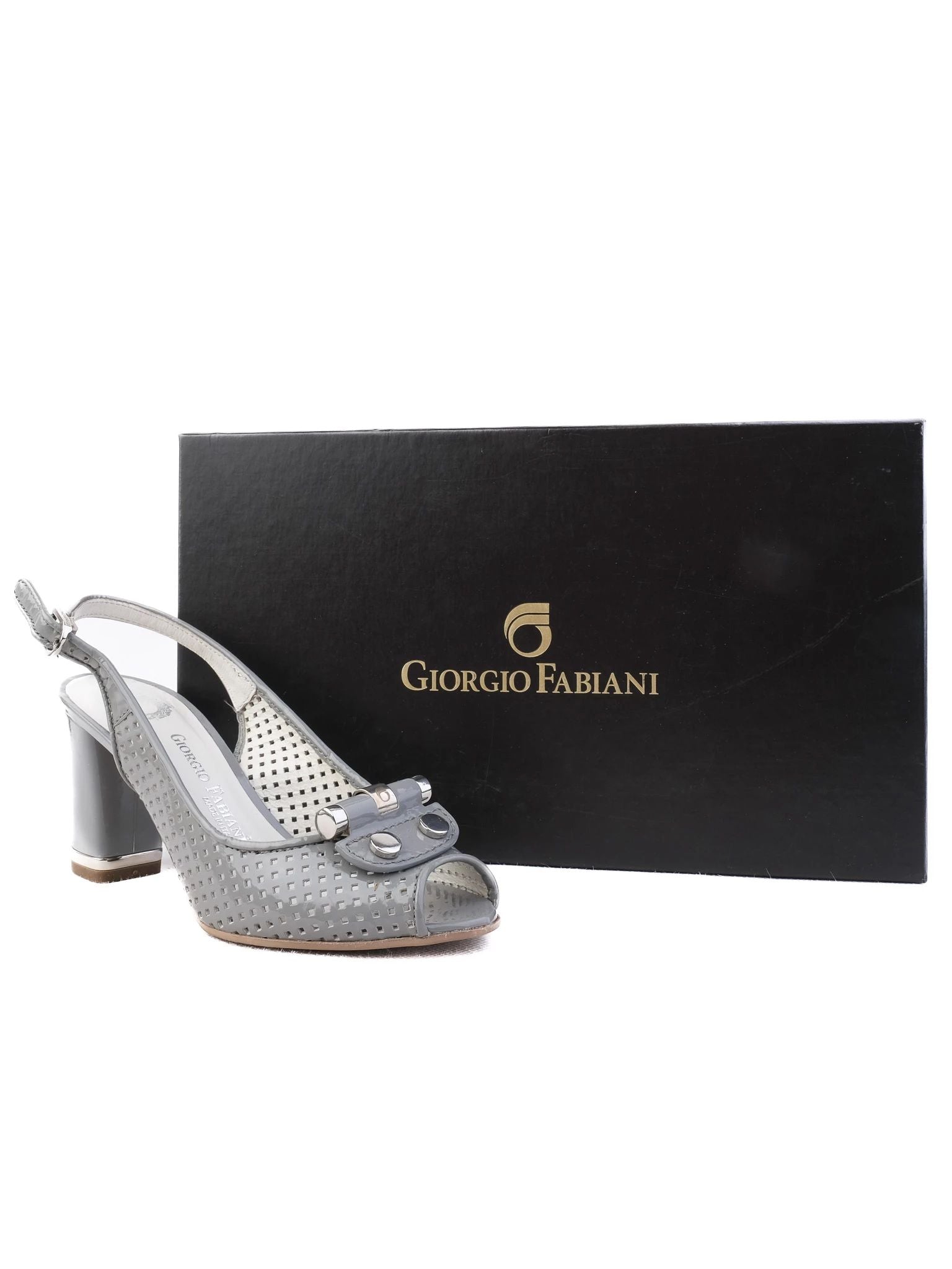 Excellent Giovanni Fabiani Gray Leather Slingback High Heel Shoes Size 35