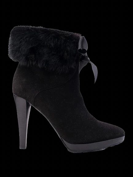 Excellent Valentino Black Leather High-Heeled Ankle Boots Size 38.5