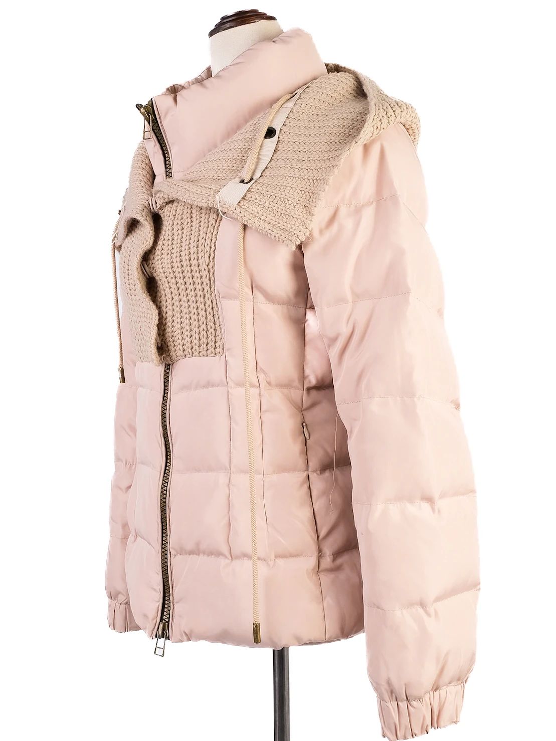 Excellent Tory Burch White Puffer Jacket Size S with Knit Overlay