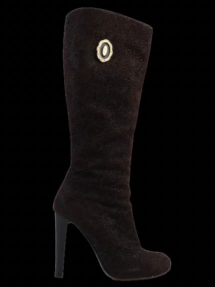 Excellent Renzoni Orange Leather High-Heeled Boots Size 37