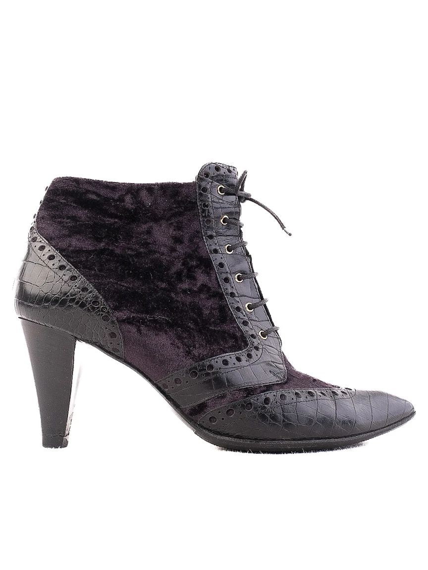 Excellent Bally WomenÕs Blue Genuine Suede High-Heeled Ankle Boot Size 38