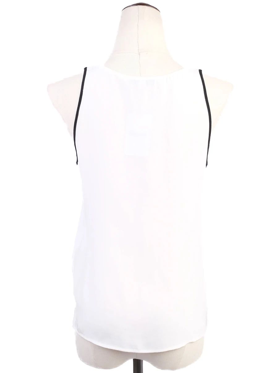 Excellent Sandro White Silk Sleeveless Top XS Abstract Design