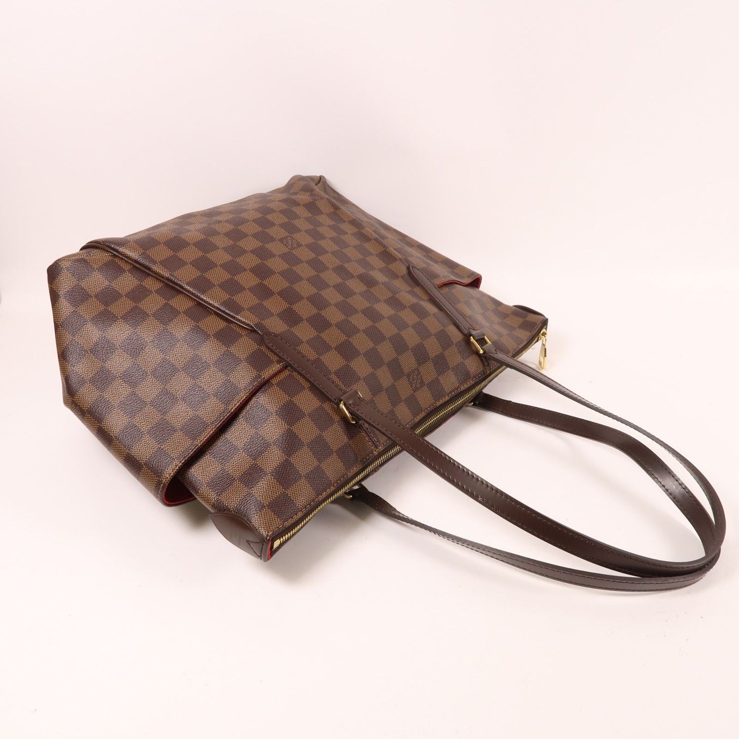 Louis Vuitton Damier Ebene Totally Mm Gold Shoulder Back Bag Palm Color Brown Shoulder Bag N 41281