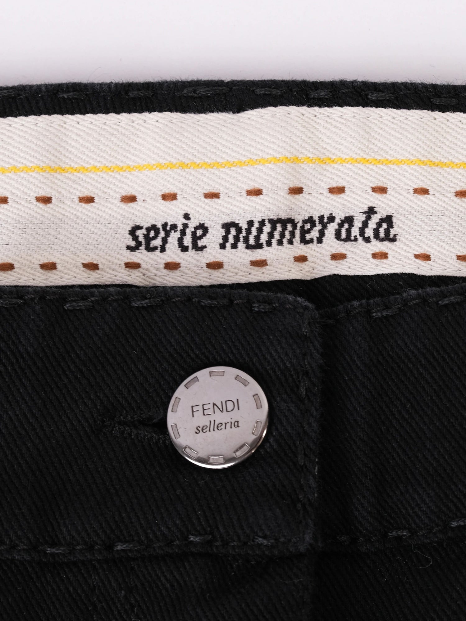 Excellent Fendi Black Pants Size M with Selleria Button & Stitch Detail