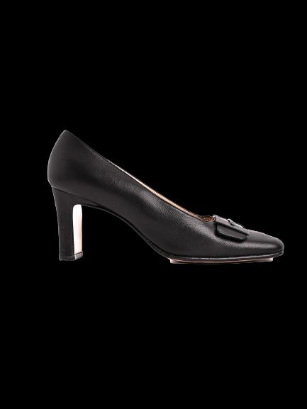Good Giorgio Fabiani Black Leather High Heels Size 36.5 with Bow
