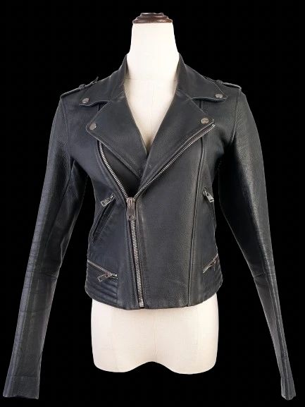 Good Maje Black Leather Biker Jacket Size M