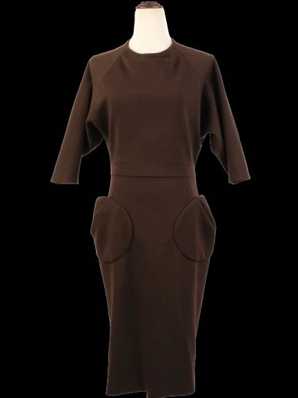 Excellent Marc Jacobs Orange Wool Dress Size S with Pockets