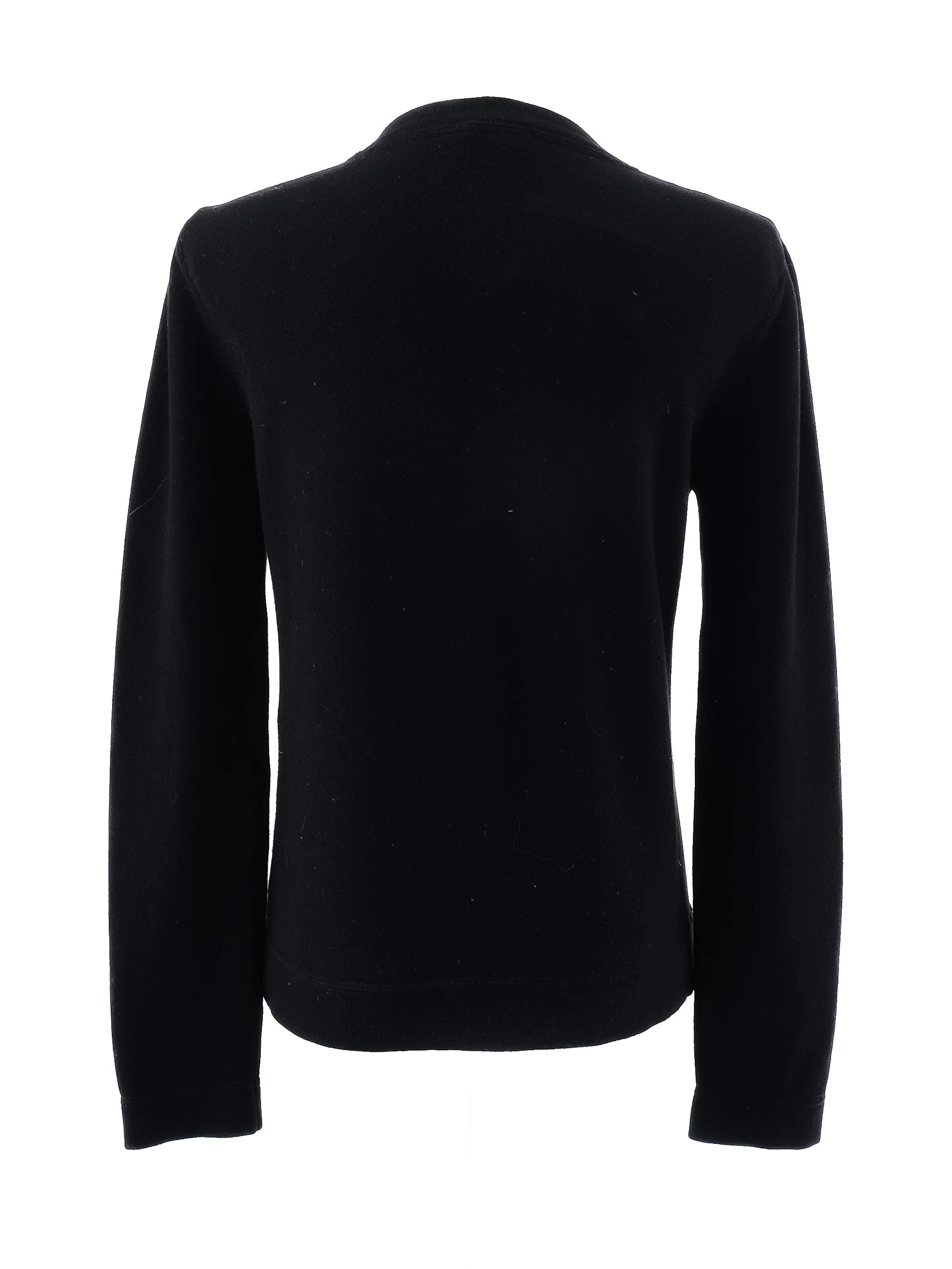 Excellent Fendi Black Wool Sweater with Fur Detail Size M