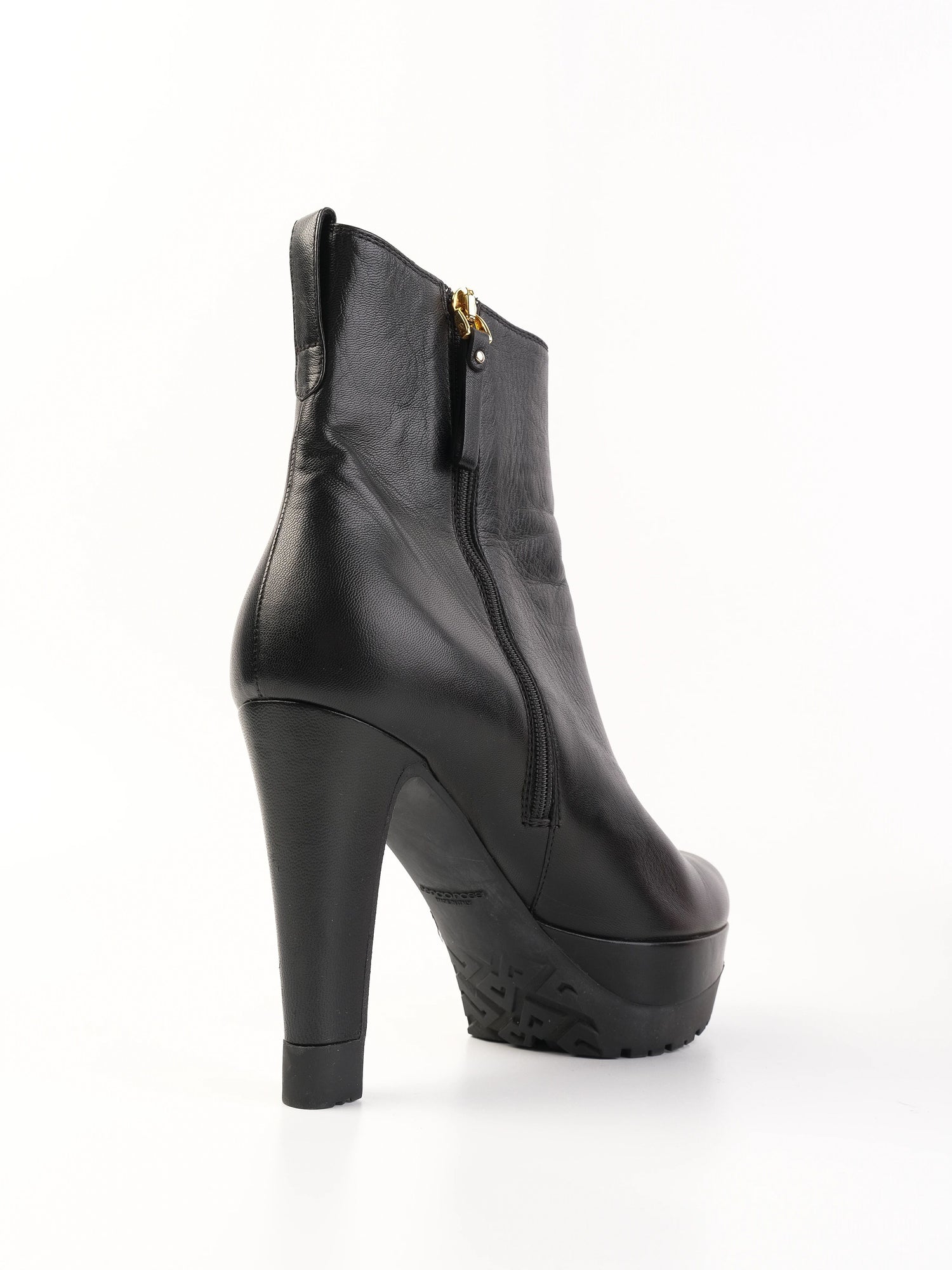 Excellent Sergio Rossi Black Leather High-Heeled Ankle Boots Size 38.5