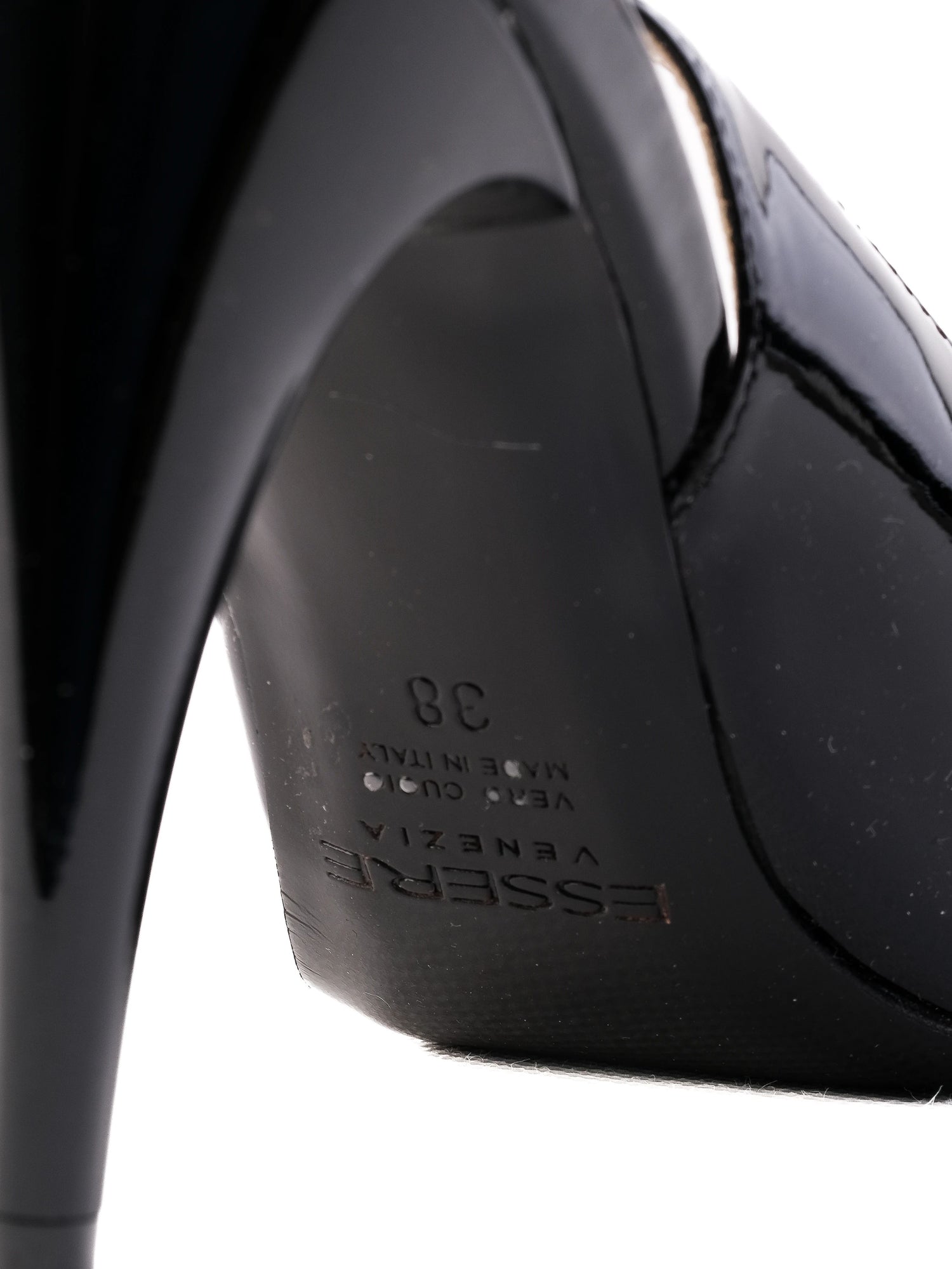 EXCELLENT Essere Black Leather High-Heeled Shoes Size 38