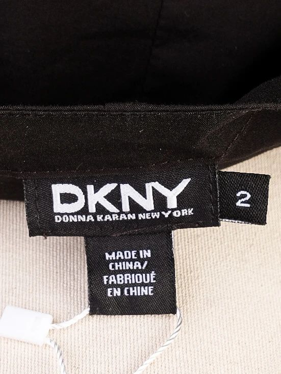 Excellent DKNY Black Cotton Dress XS with Colorful Embellished Neckline