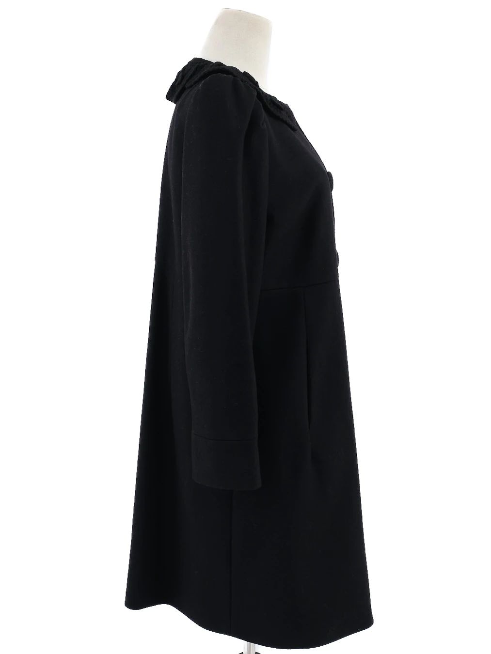 Excellent Red Valentino Black Wool Coat Size L with Textured Detail