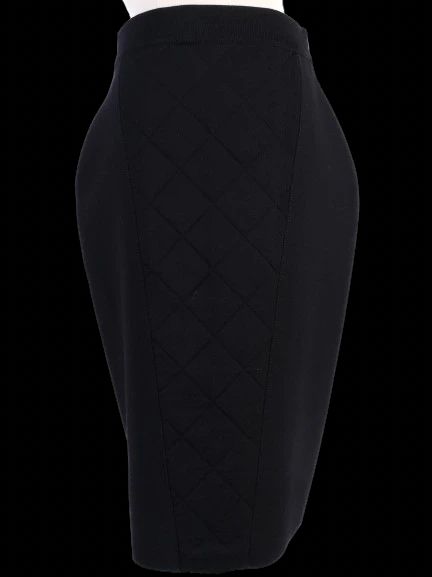 Excellent Givenchy Black Wool Pencil Skirt Size S with Quilted Sides