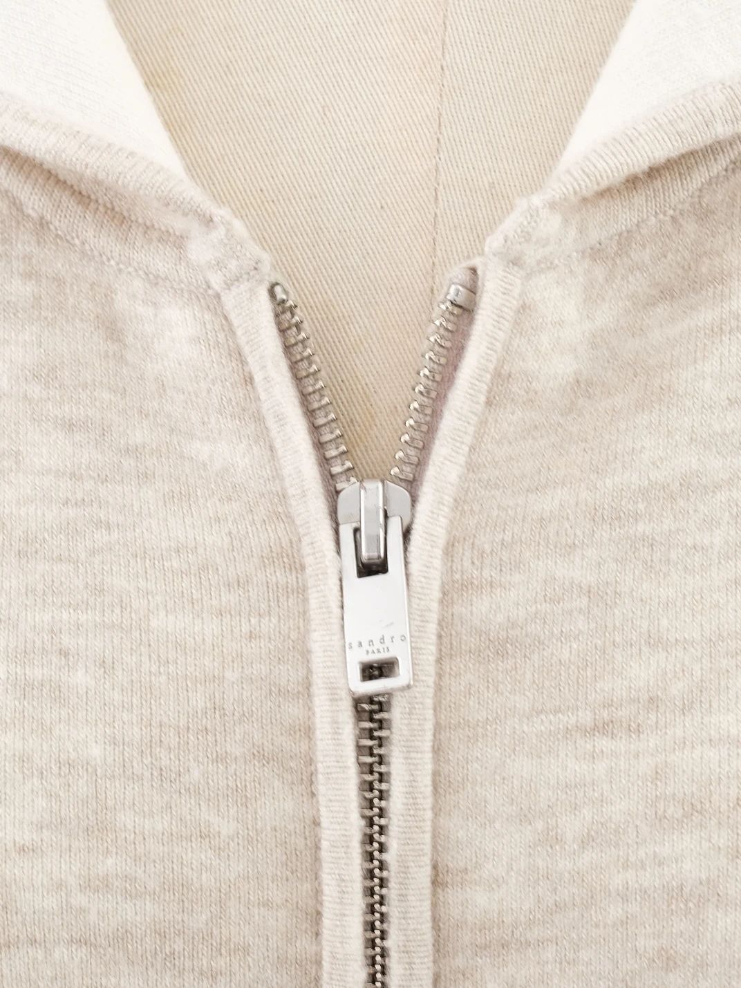 Good Sandro Gray Wool Zip-Up Hoodie Size L with Unique Design