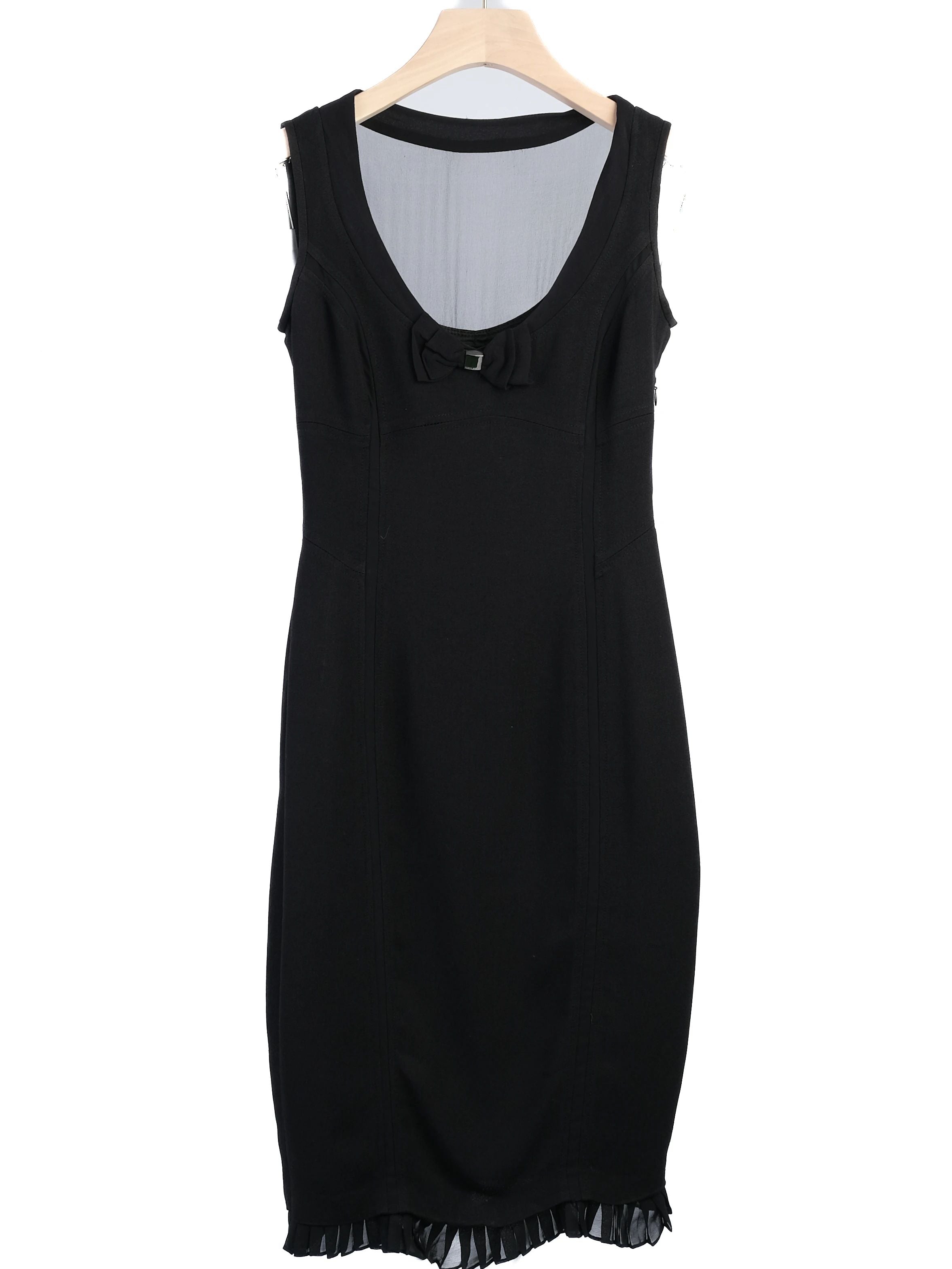 Excellent Karen Millen Black Sleeveless Dress Size S with Bow Detail