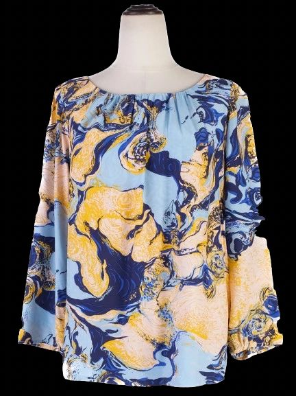 NEW By Malene Birger Flowy Blouse Marbled Silk Size S