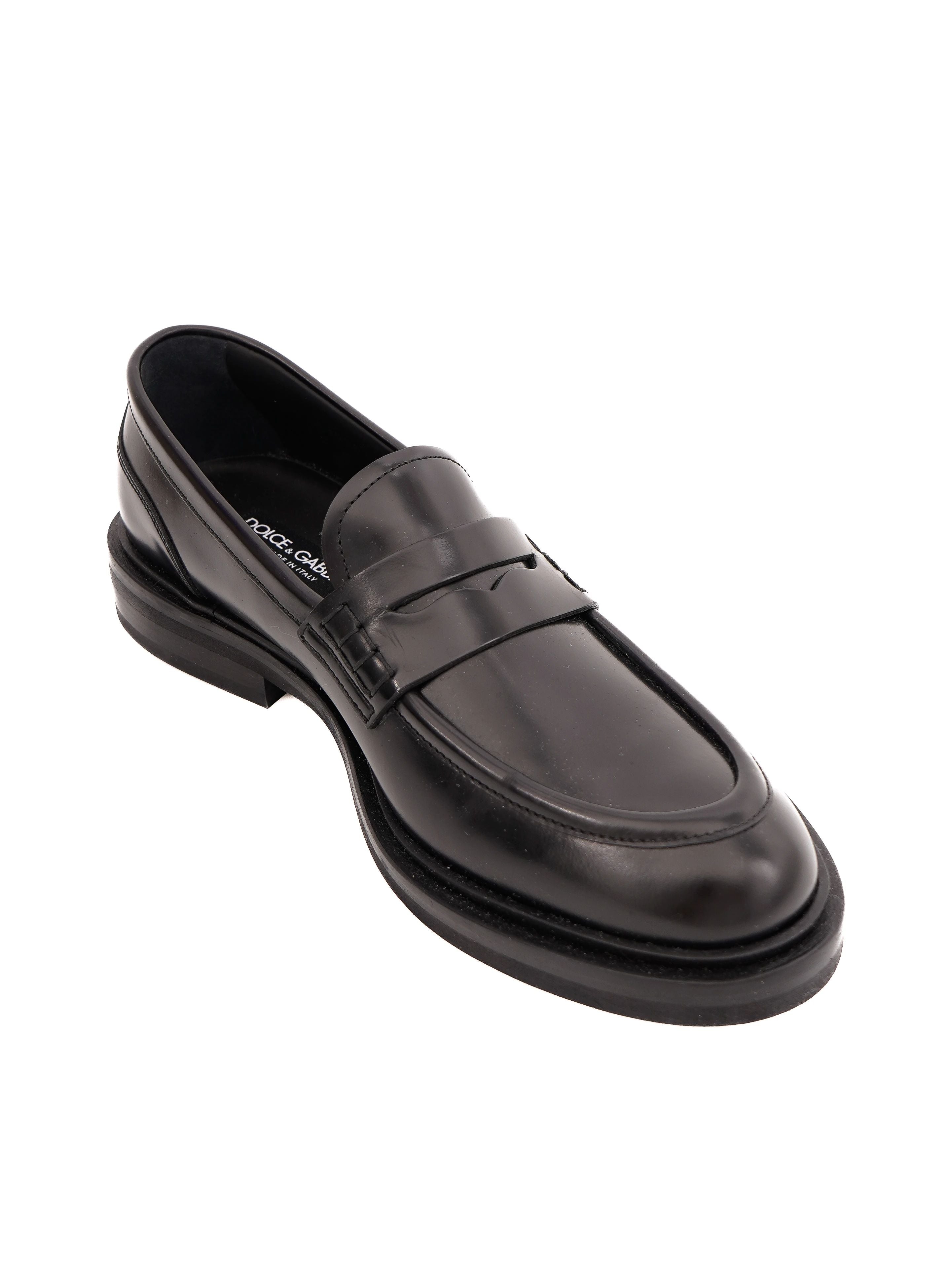 Excellent Dolce Gabbana Black Leather Loafers Size 40 Men