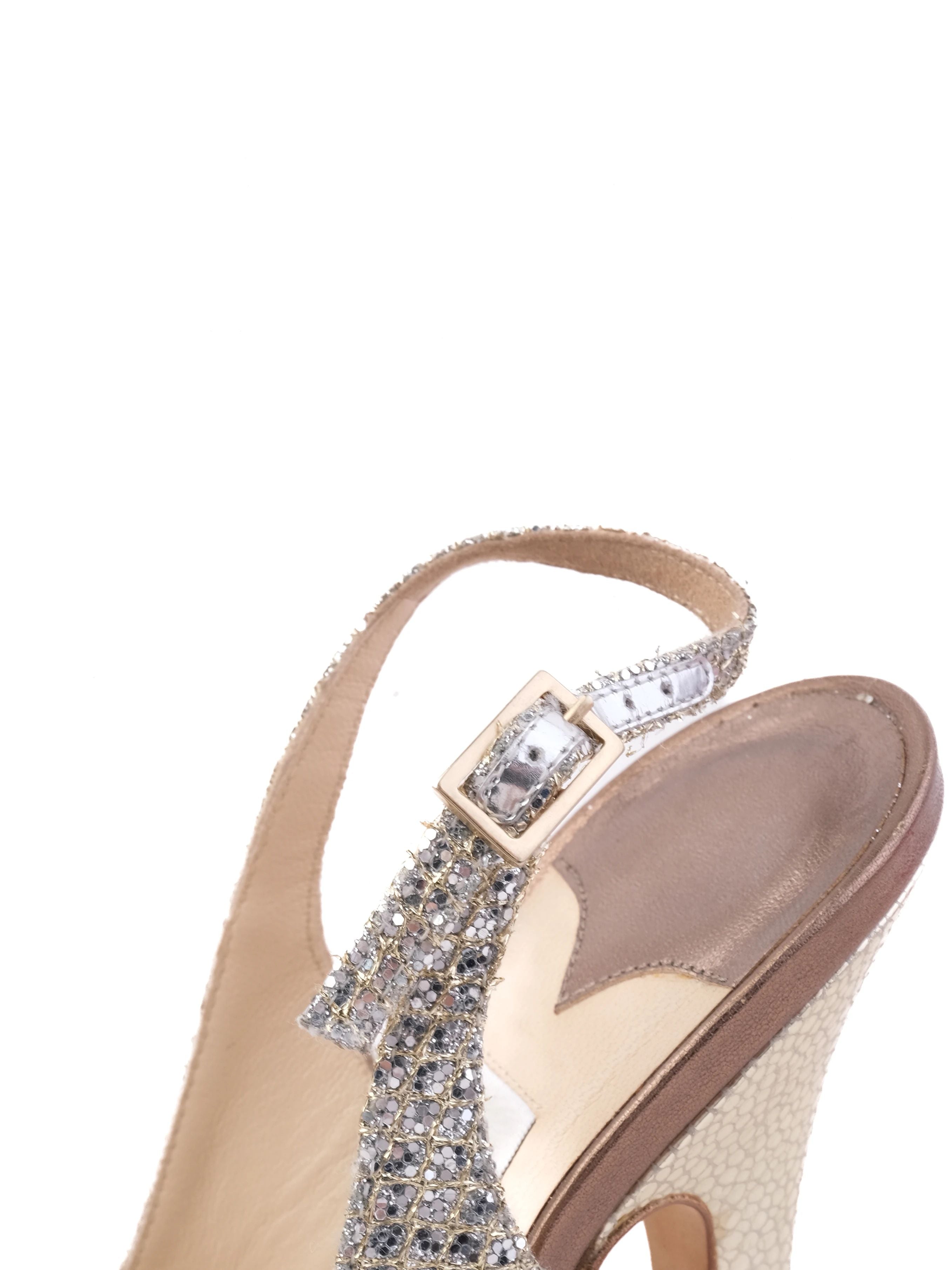 Excellent Jimmy Choo Gray Leather High-Heeled Platform Shoes Size 37