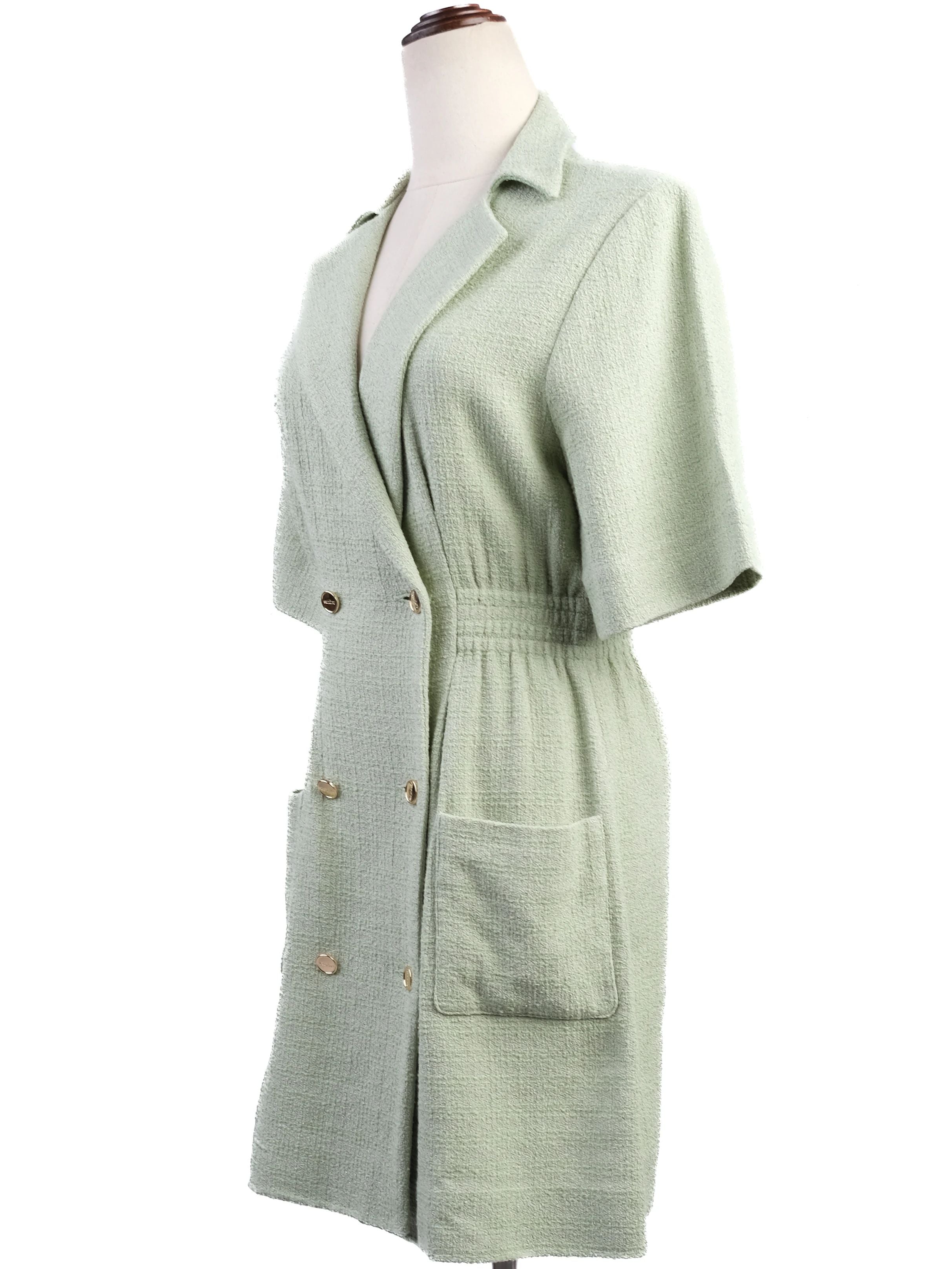 Excellent Sandro Blue Viscose Dress Double-Breasted Size M