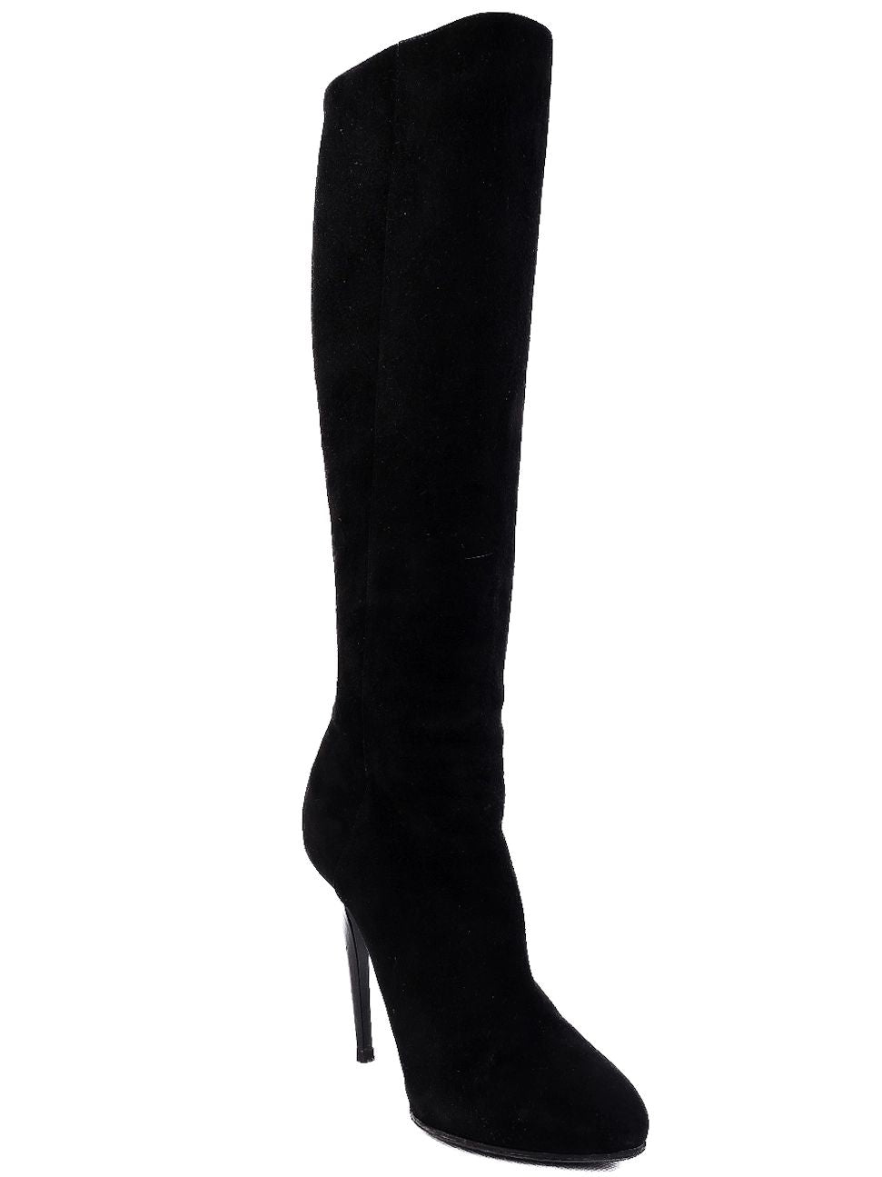 Excellent Jimmy Choo Black Genuine Suede High-Heeled Boots Size 37.5