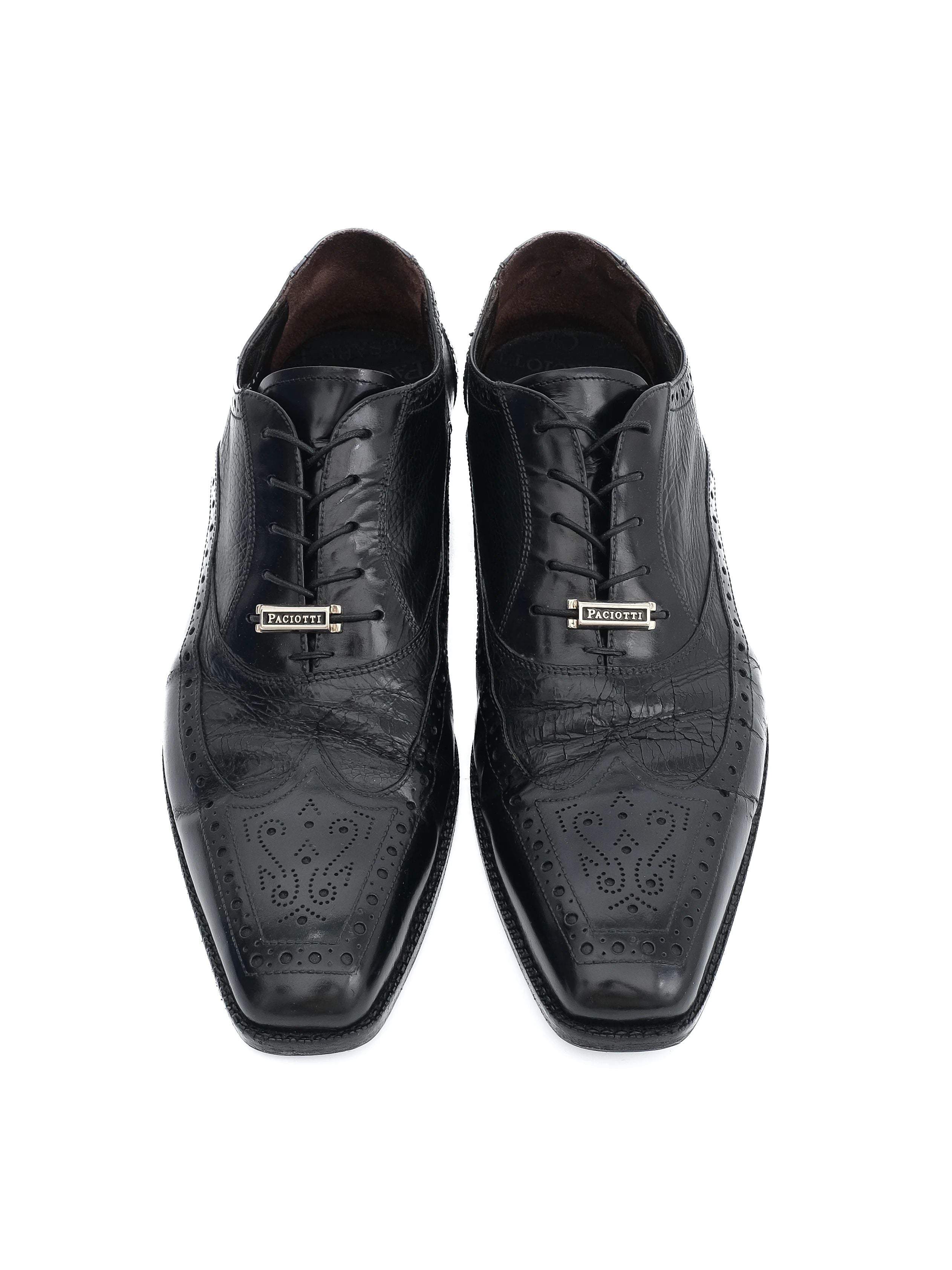 Excellent Paciotti Black Leather Brogue Shoes Size 41