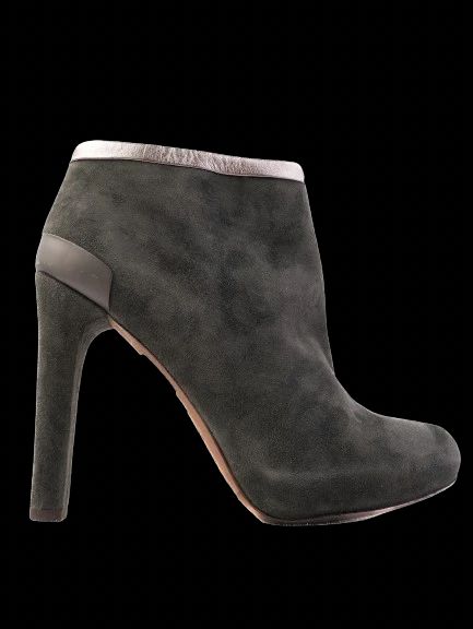 Excellent Fendi Gray Leather High-Heeled Ankle Boots Size 38