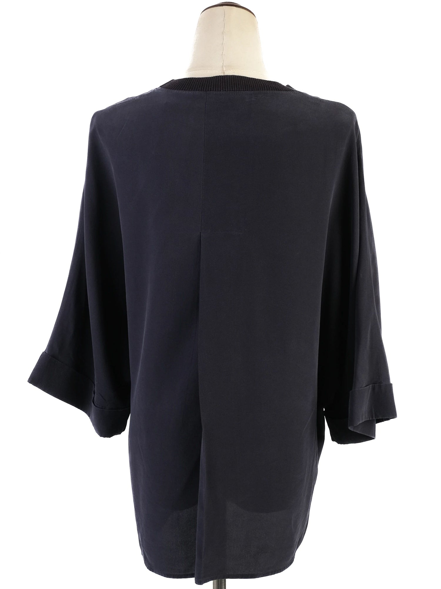 Excellent Joseph Blue Silk Top Size M with Three-Quarter Sleeves
