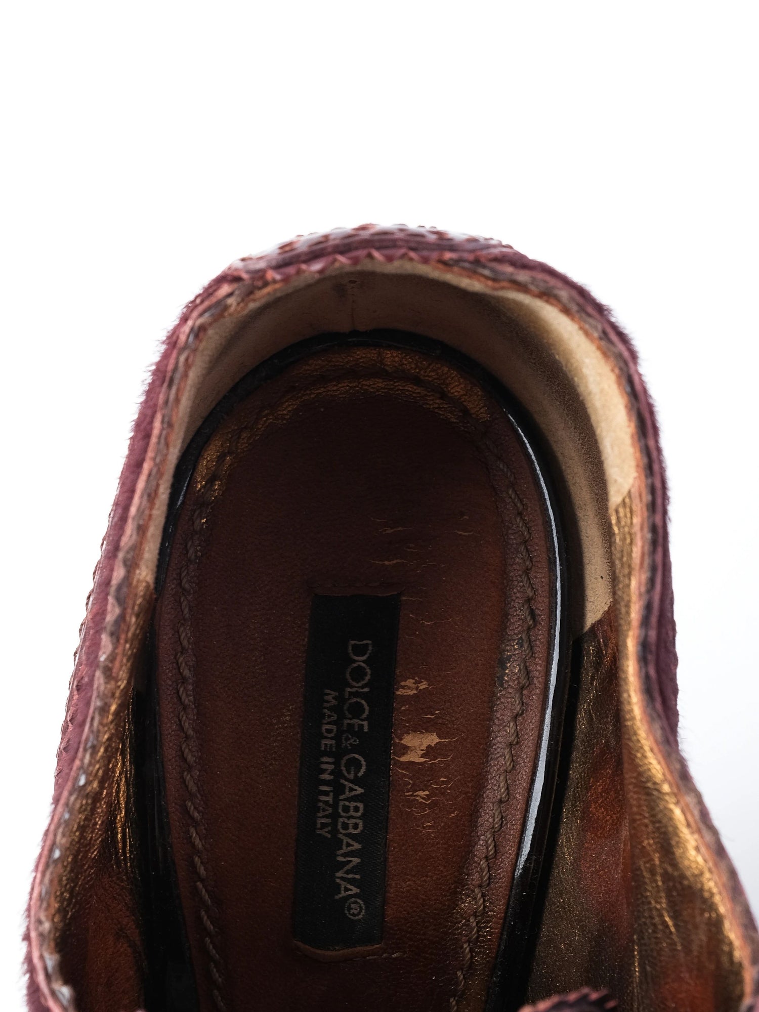 Excellent Dolce Gabbana Red Leather Heeled Shoes Size 38.5