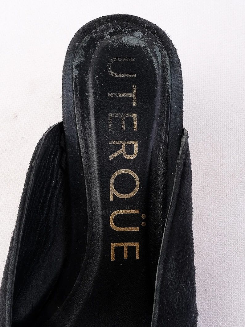 Excellent Uterque Black High-Heeled Mules Size 36 Genuine Suede