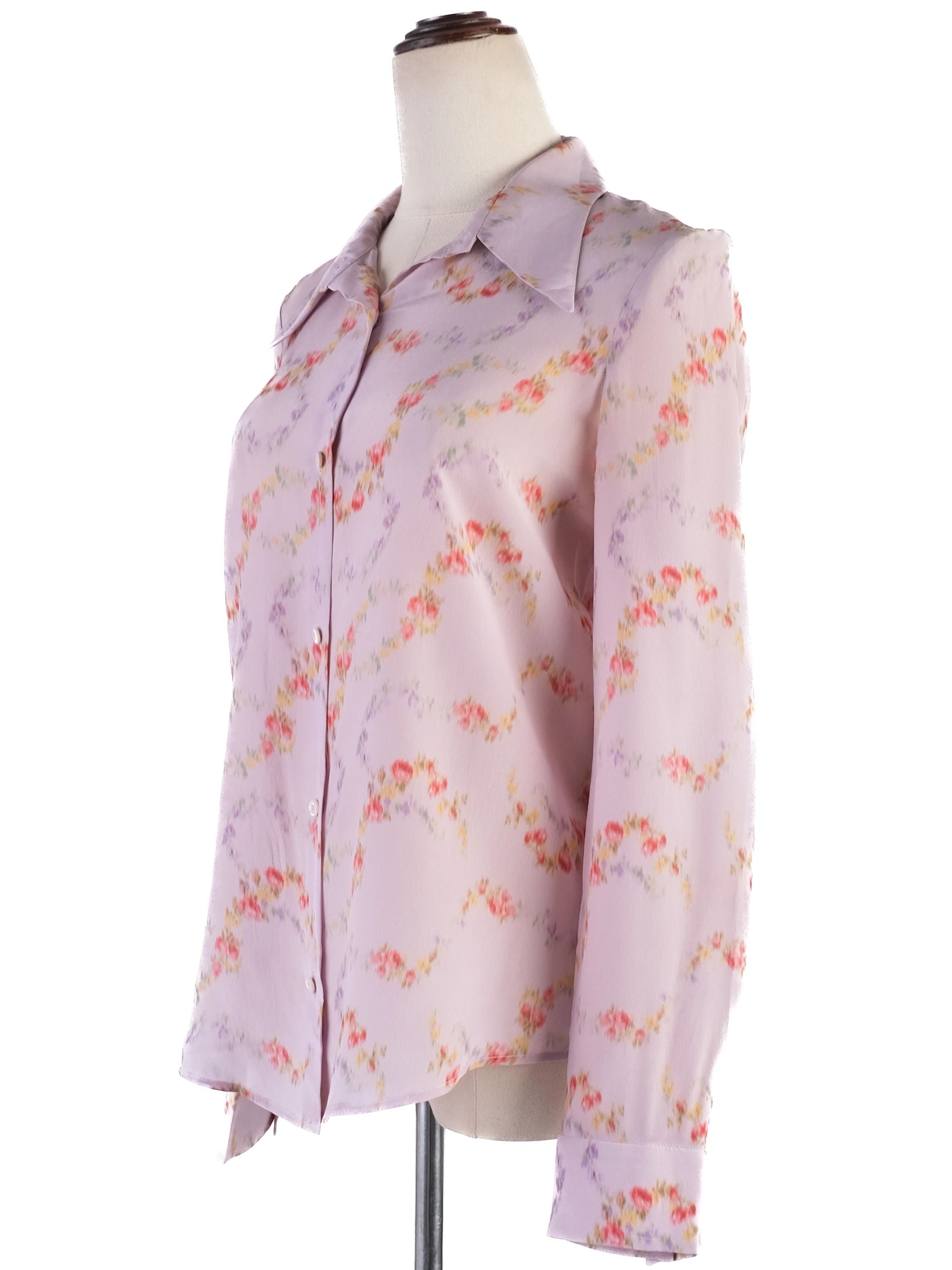 Excellent Miu Miu Floral Silk Blouse for Women Size M