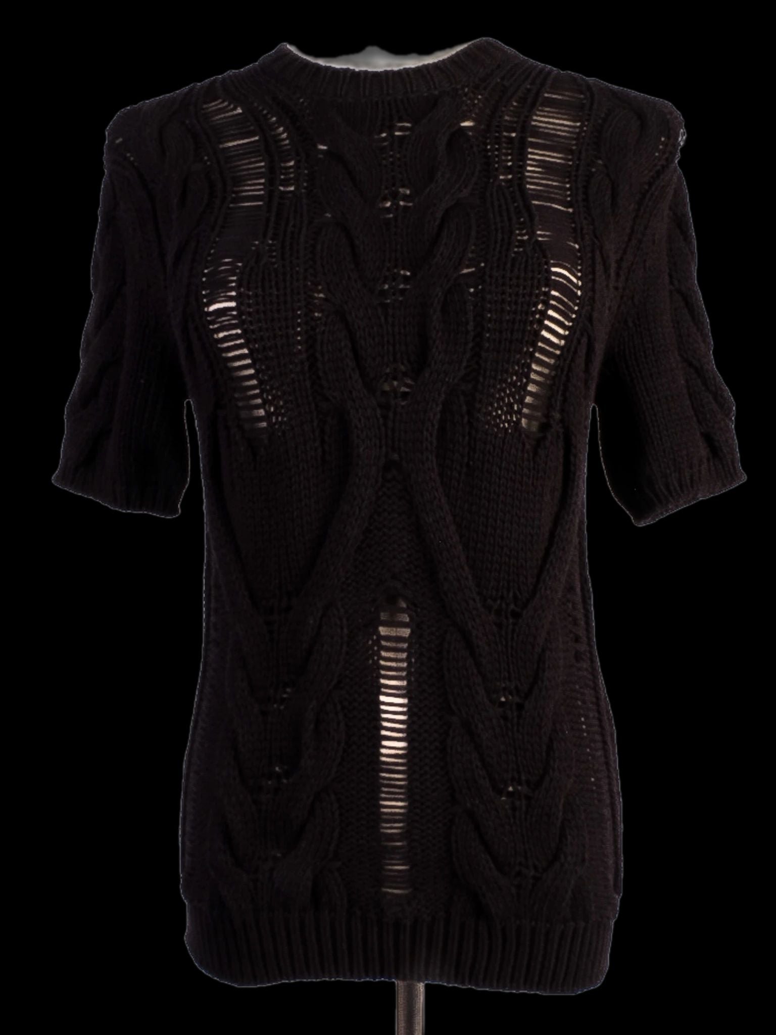 Excellent Max Mara Black Wool Short-Sleeve Sweater Size M