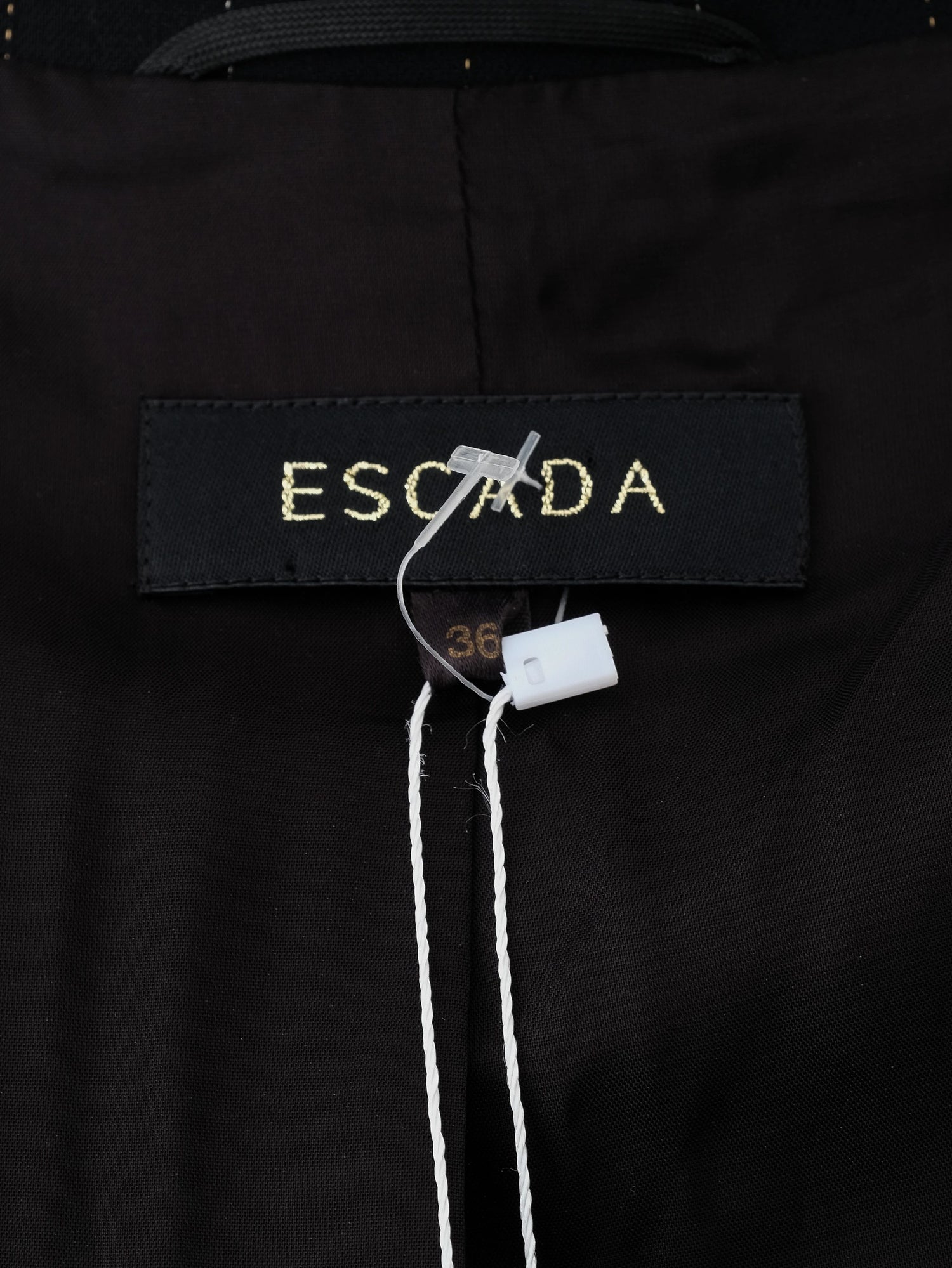 Excellent Escada Black Wool Pinstripe Blazer Size S