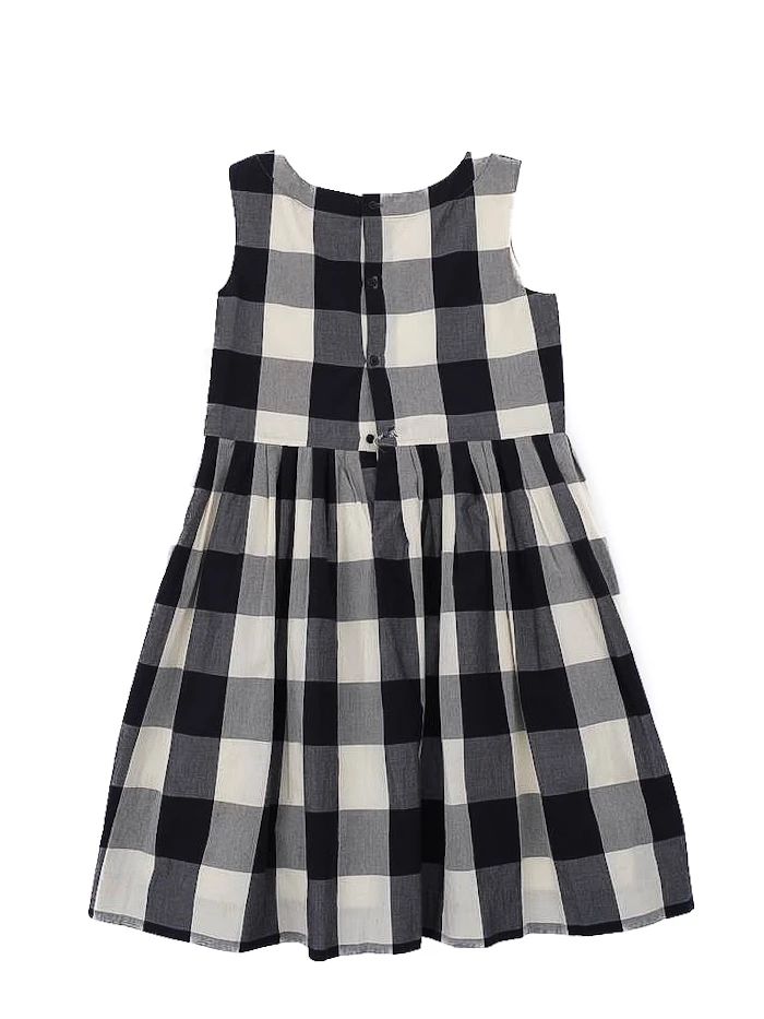 Excellent Bonpoint Dress Black White Checkered Cotton Size 12