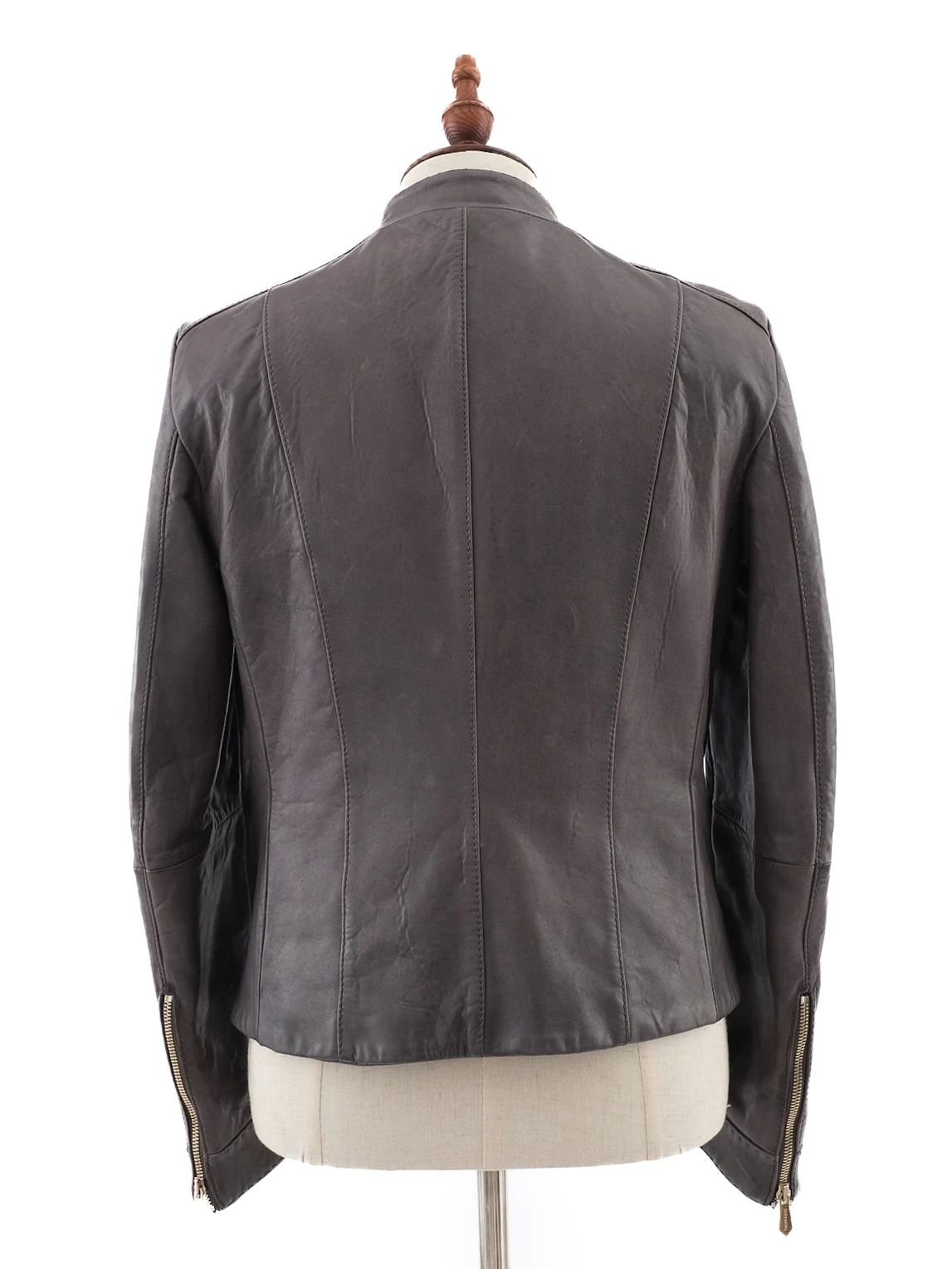 Excellent Trussardi Gray Leather Jacket Size XS for Men