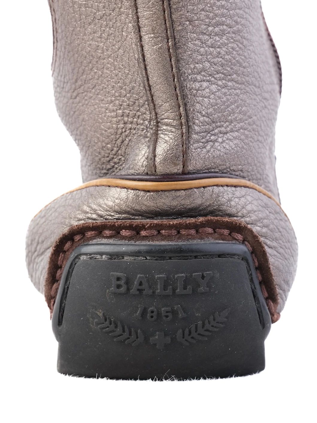 Excellent Bally Gray Leather Knee-High Boots Size 39.5