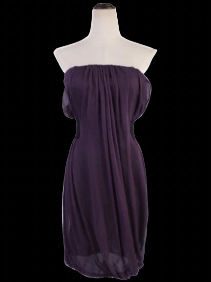 Excellent Alexander McQueen Purple Silk Strapless Dress Size S