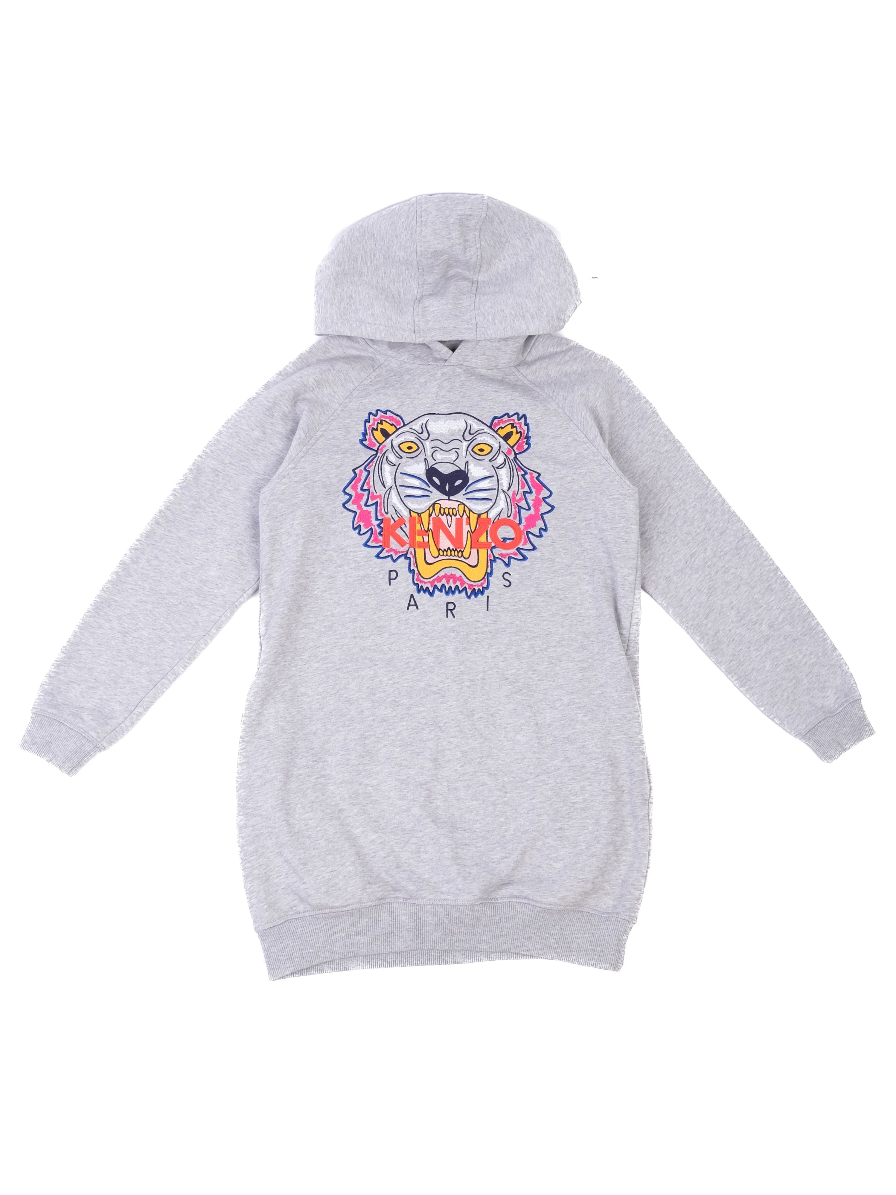 Excellent Kenzo Gray Hoodie Kids Size 12 with Embroidered Tiger Design