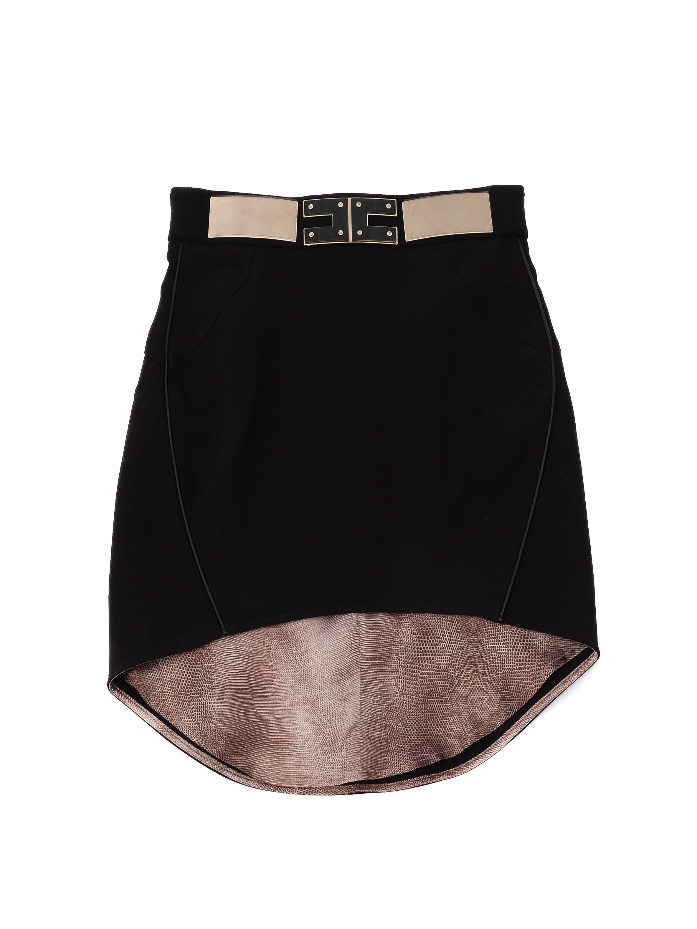 Excellent Elisabetta Franchi Black Viscose Skirt Size M