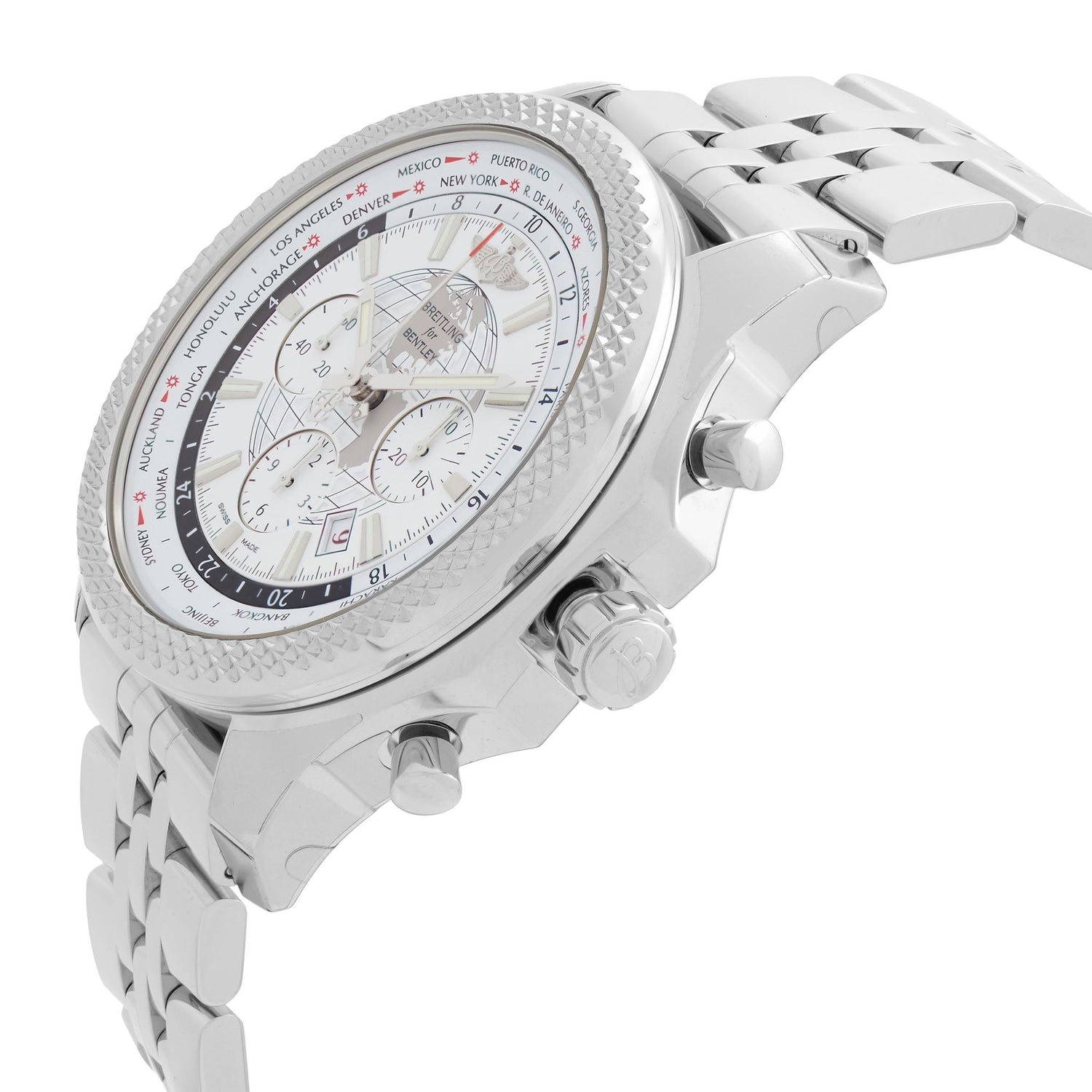 Breitling Bentley 05 Unitime Steel White Dial Mens Watch AB0521U0/A768-990A