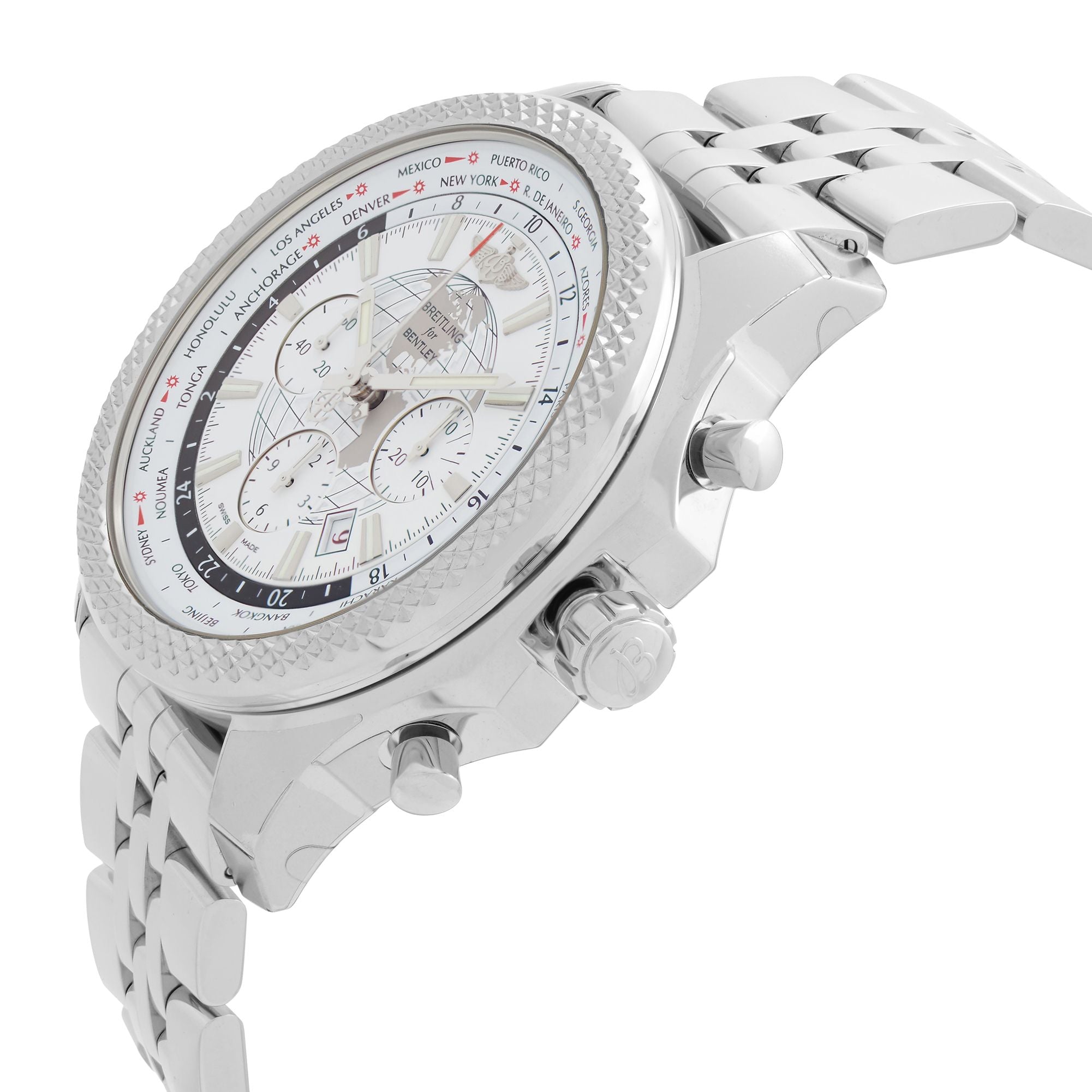 Breitling Bentley 05 Unitime Steel White Dial Mens Watch AB0521U0/A768-990A