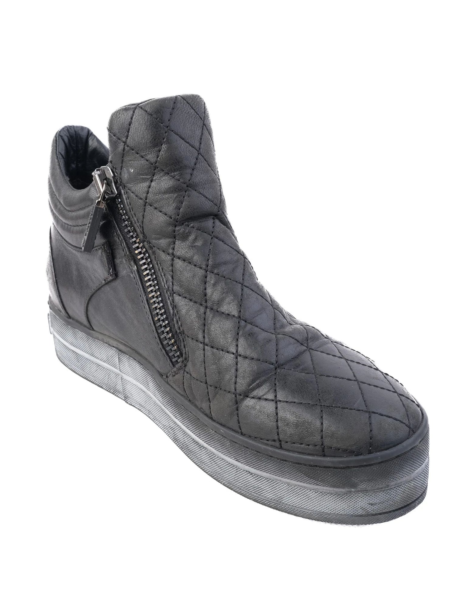 Excellent Baldinini Black Leather High-Top Sneakers Size 38